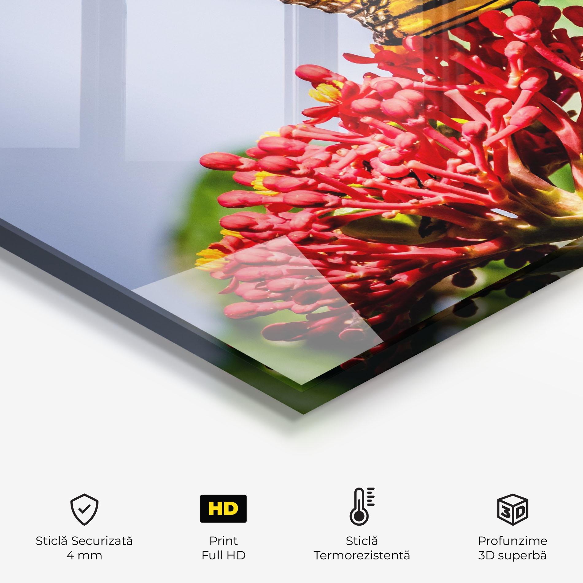 Panou Sticla Bucatarie Butterfly On Red Flower mockup 2