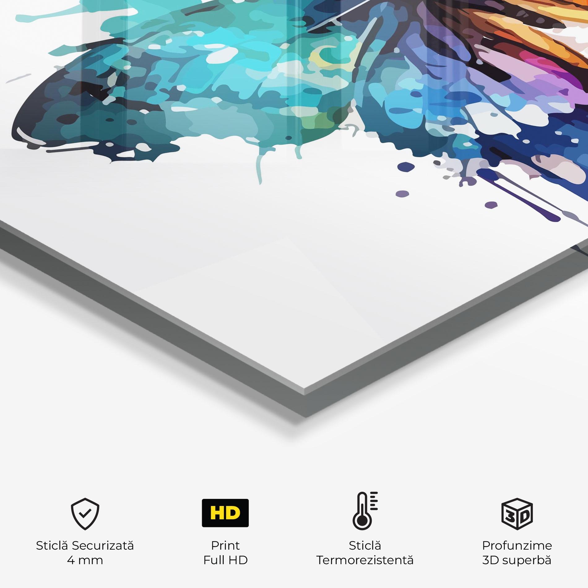 Panou Sticla Bucatarie Colourful Blue Butterfly mockup 2