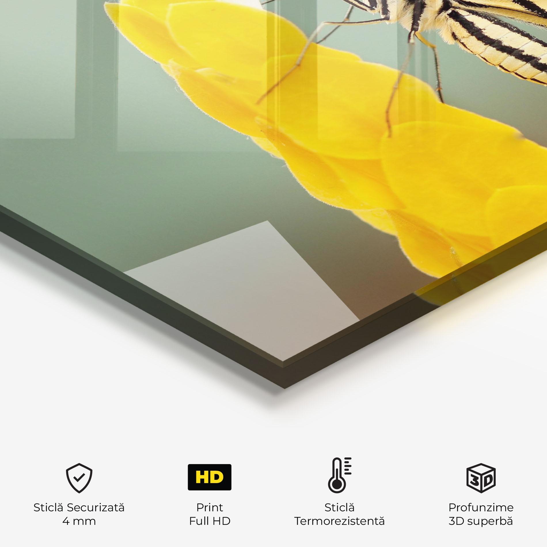 Panou Sticla Bucatarie Cream Yellow Butterfly mockup 2