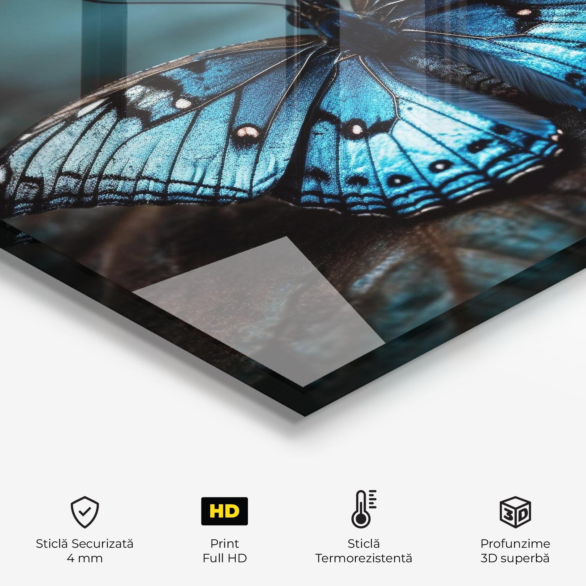 Panou Sticla Bucatarie Dark Blue Buterfly mockup 2