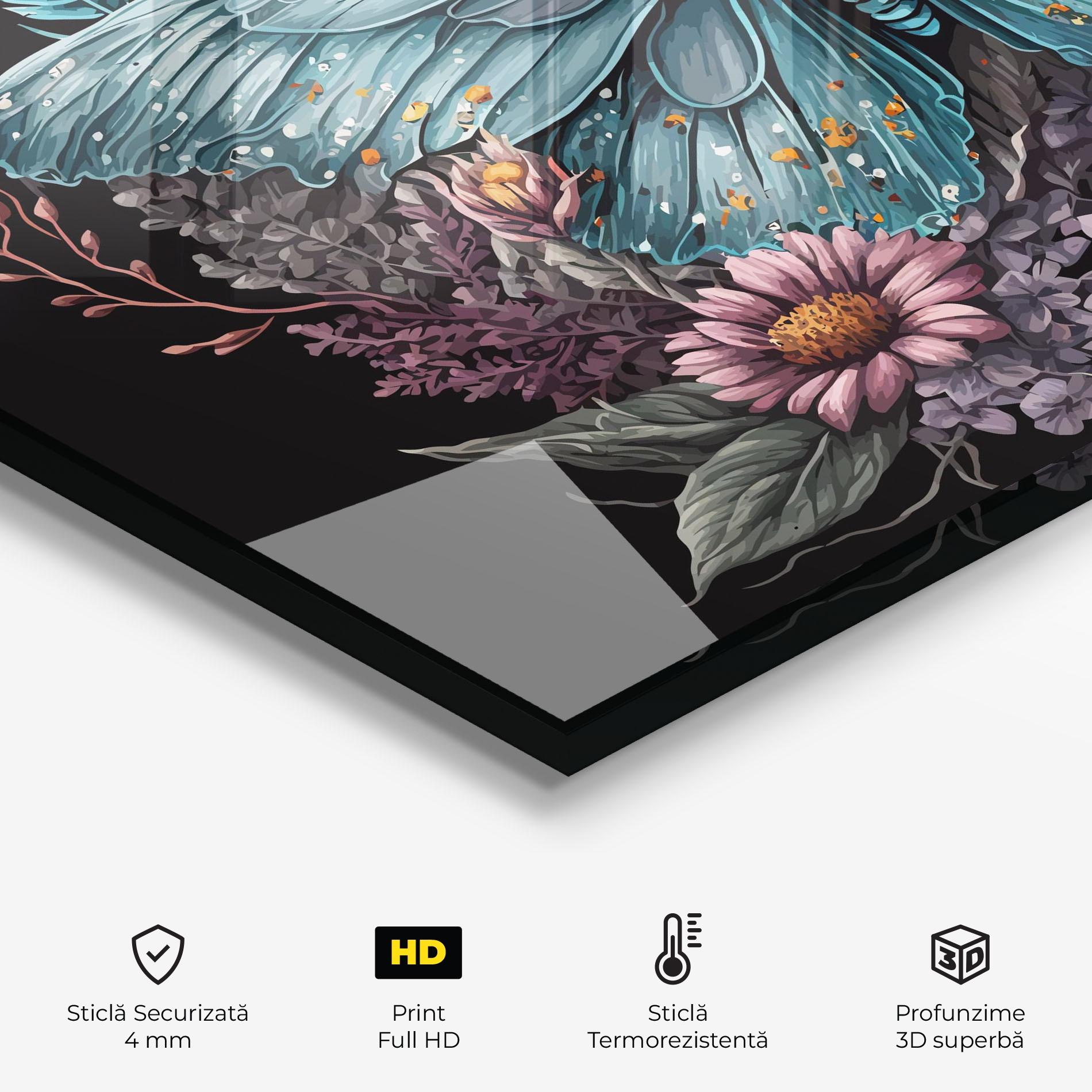 Panou Sticla Bucatarie Pretty Blue Butterfly mockup 2