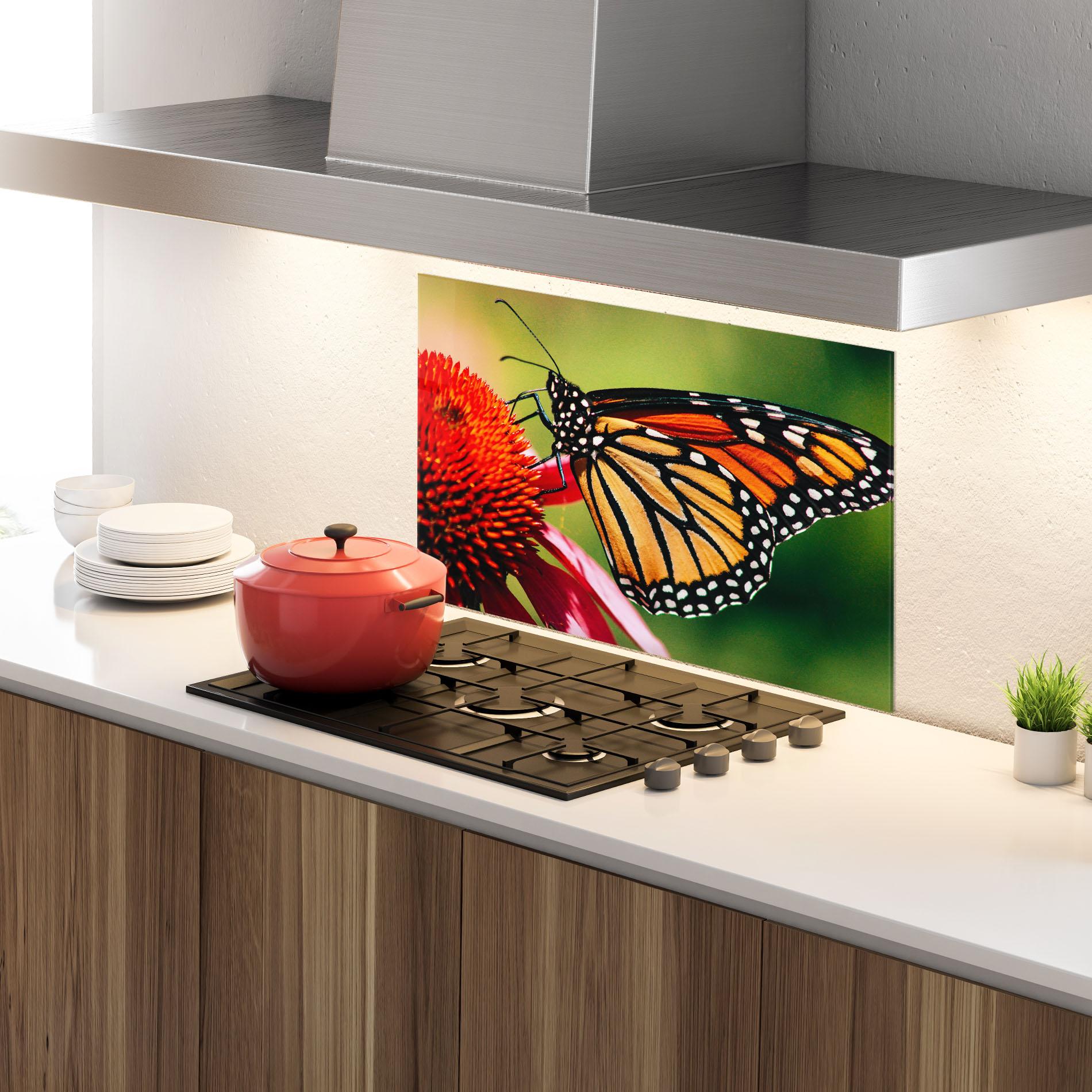 Panou Sticla Bucatarie Big Orange Butterfly mockup 4