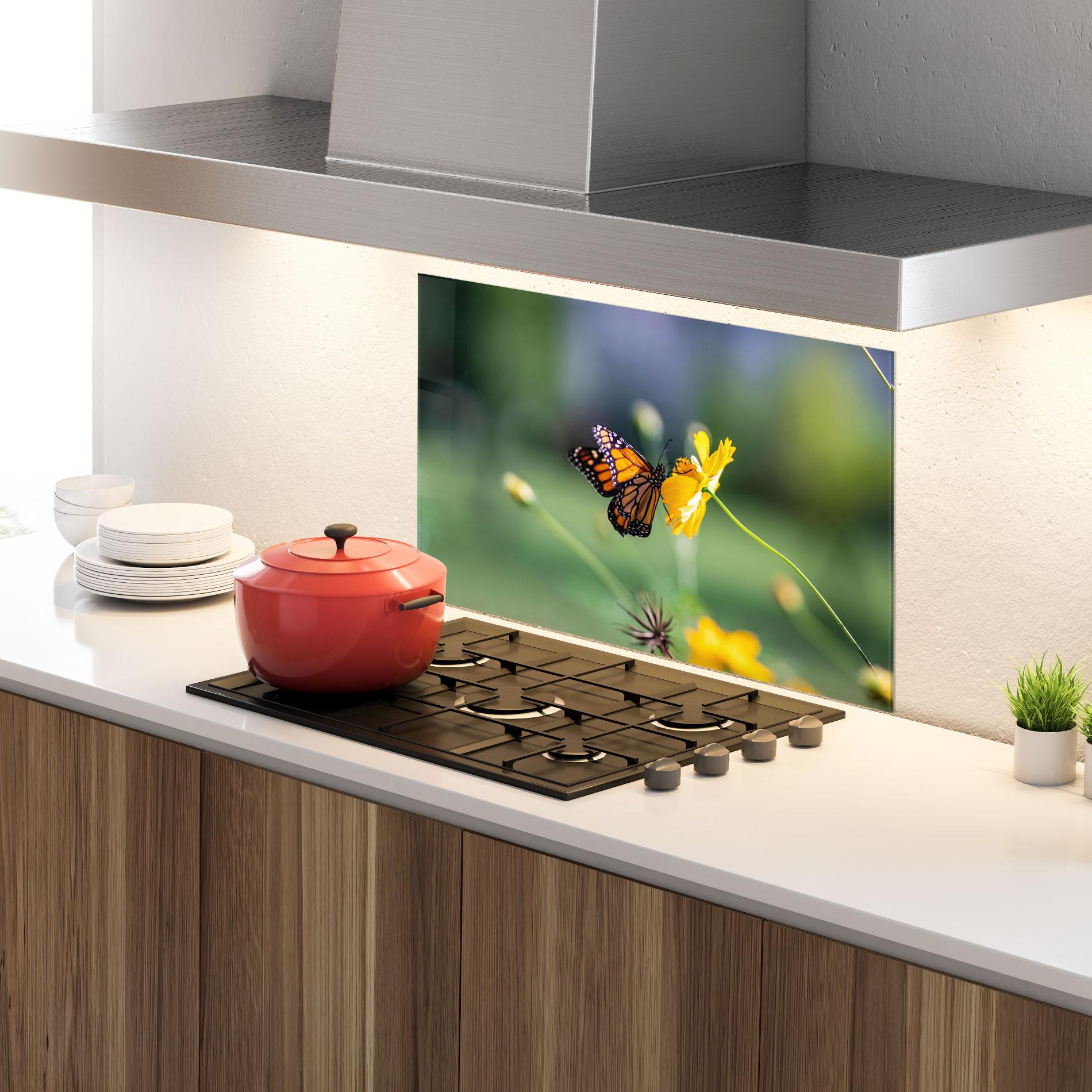 Panou Sticla Bucatarie Nice Orange Butterfly mockup 4