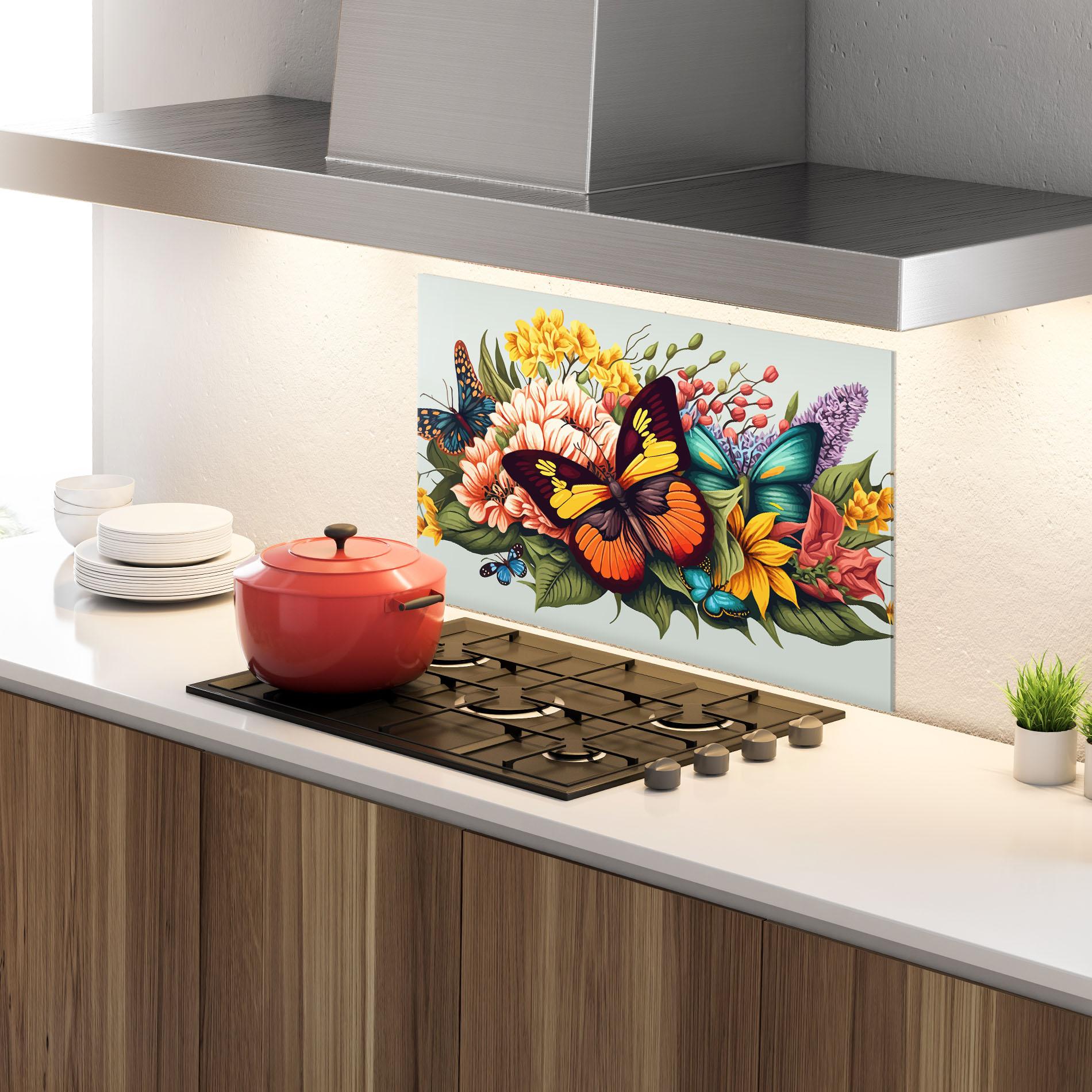 Panou Sticla Bucatarie Pretty Butterfly mockup 4