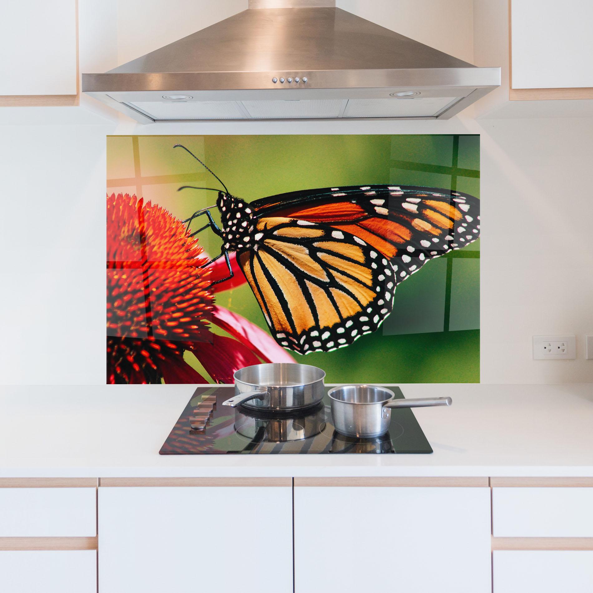 Panou Sticla Bucatarie Big Orange Butterfly mockup 5