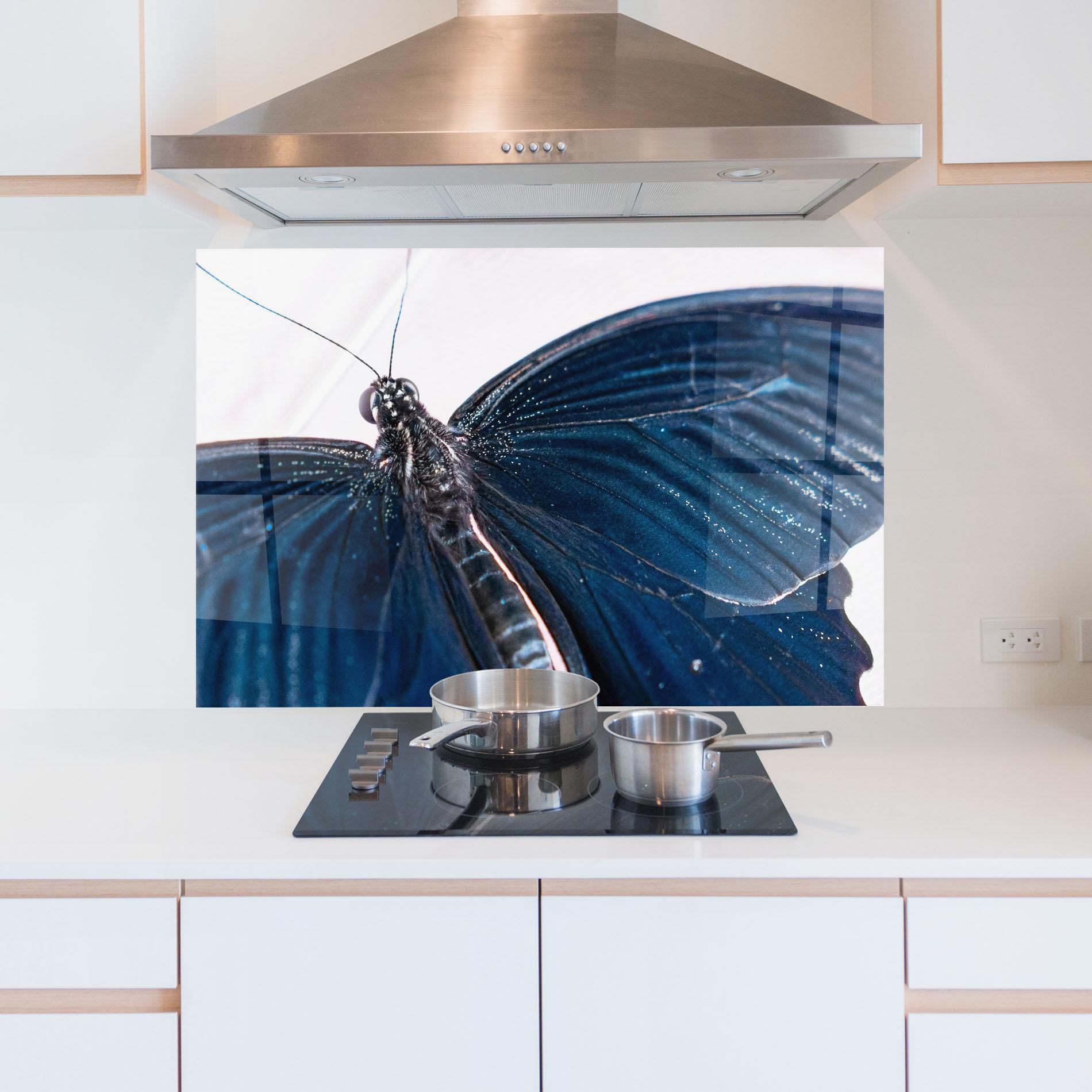 Panou Sticla Bucatarie Blue Butterfly mockup 5
