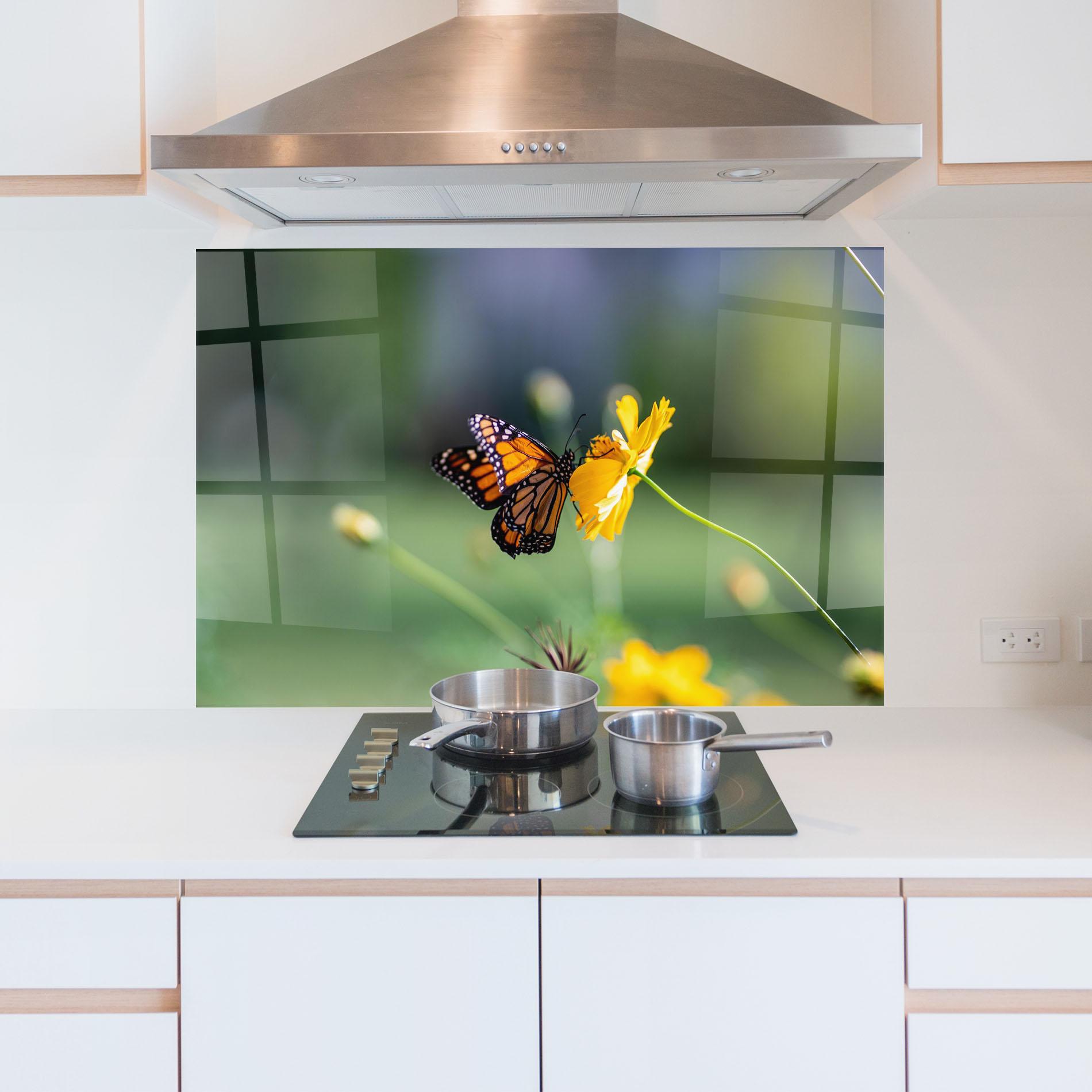 Panou Sticla Bucatarie Nice Orange Butterfly mockup 5