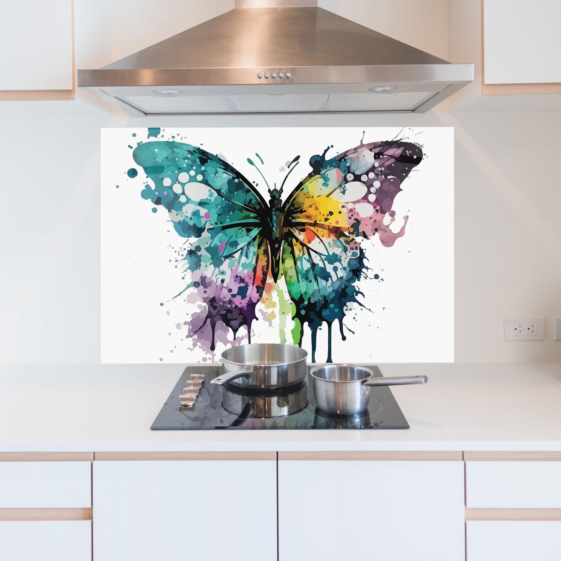 Panou Sticla Bucatarie Watercolor Pretty Butterfly mockup 5