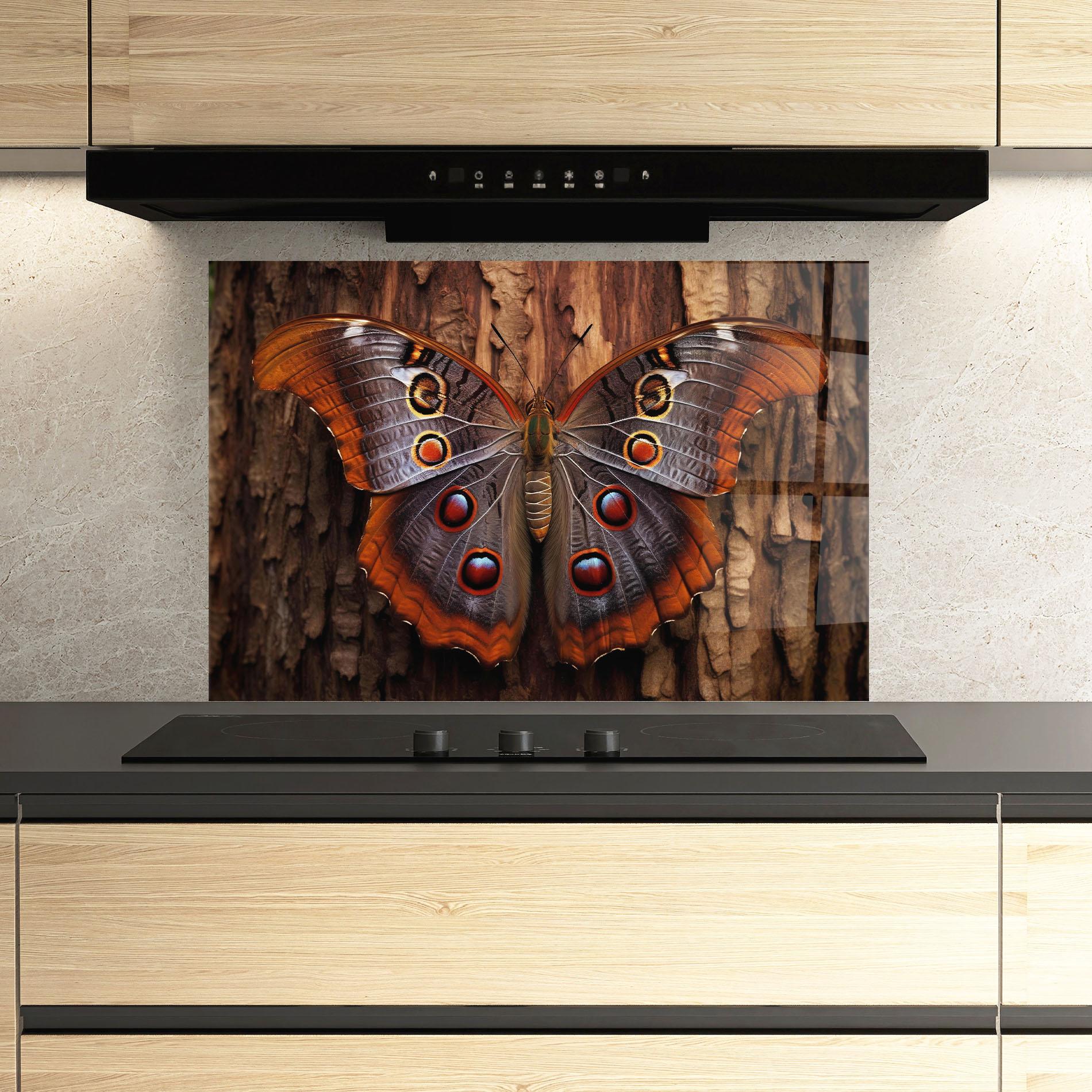 Panou Sticla Bucatarie Brown Eyes Butterfly mockup 3