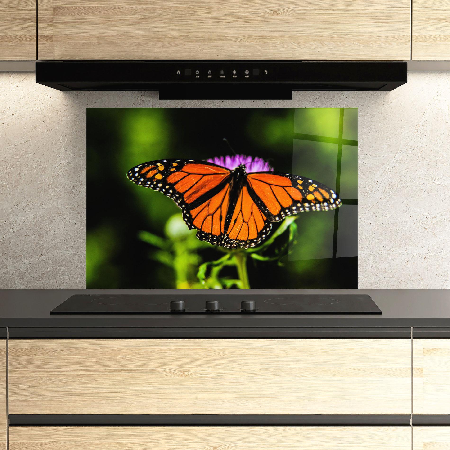 Panou Sticla Bucatarie Orange Open Butterfly mockup 3