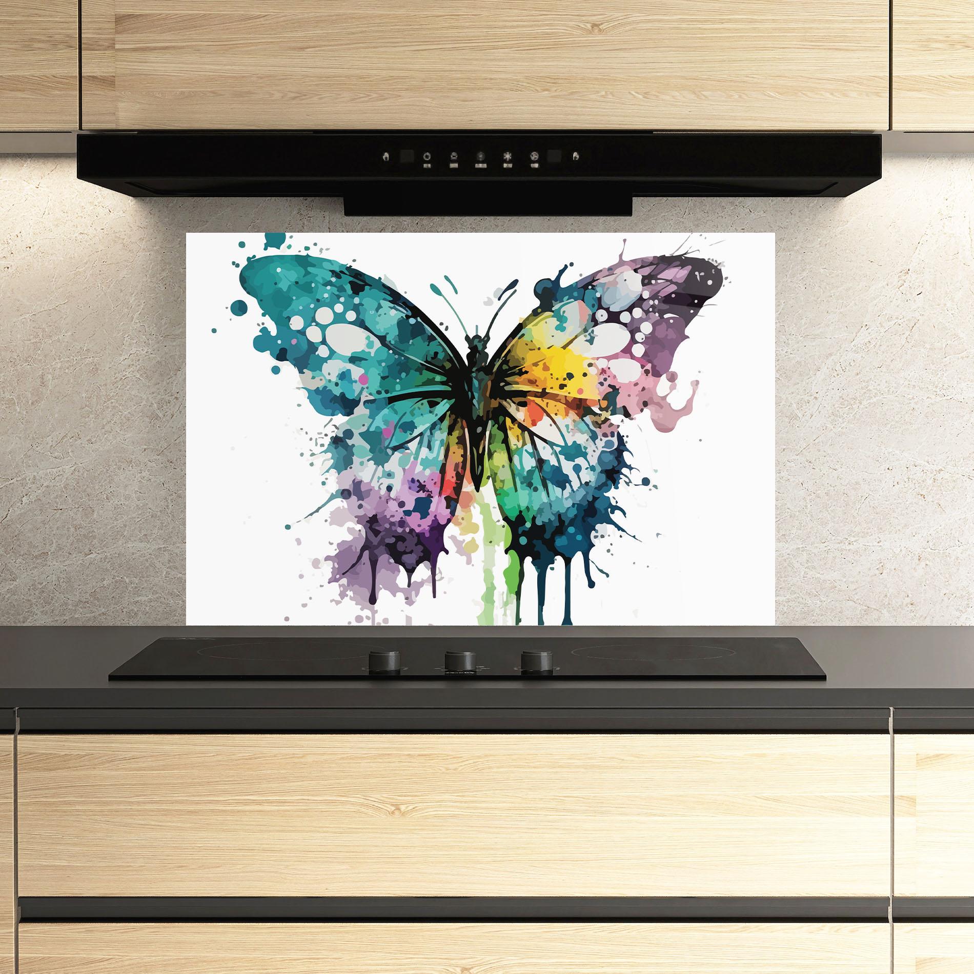 Panou Sticla Bucatarie Watercolor Pretty Butterfly mockup 3