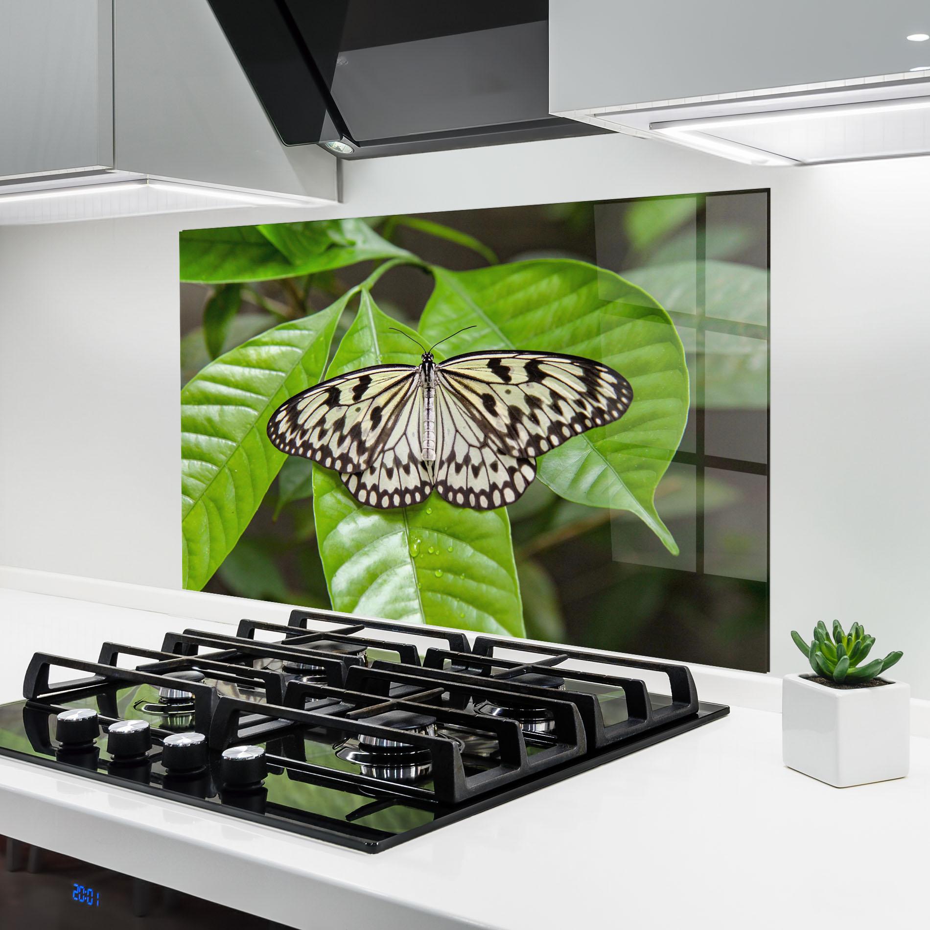 Panou Sticla Bucatarie Beautiful White Butterfly mockup 6