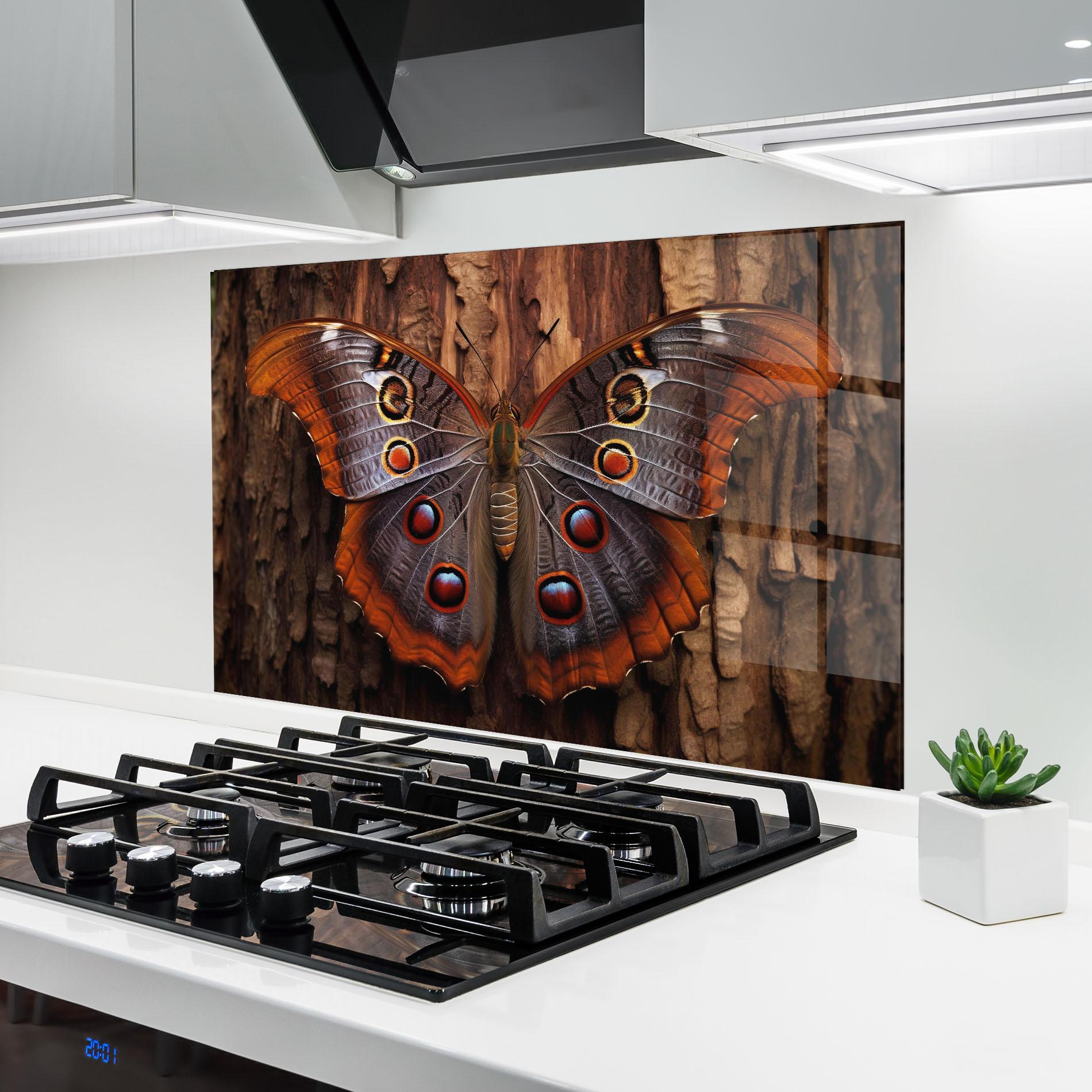 Panou Sticla Bucatarie Brown Eyes Butterfly mockup 6