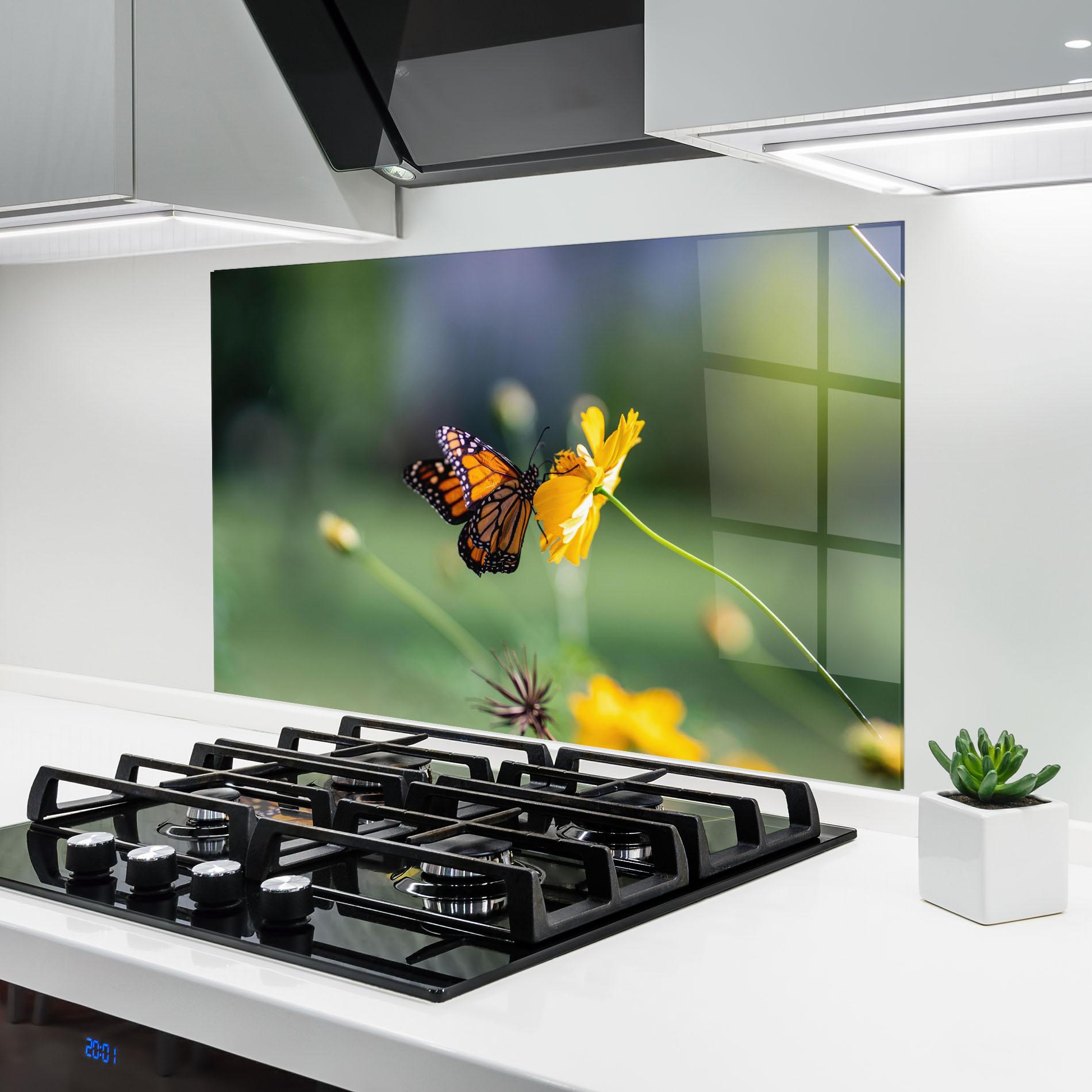 Panou Sticla Bucatarie Nice Orange Butterfly mockup 6