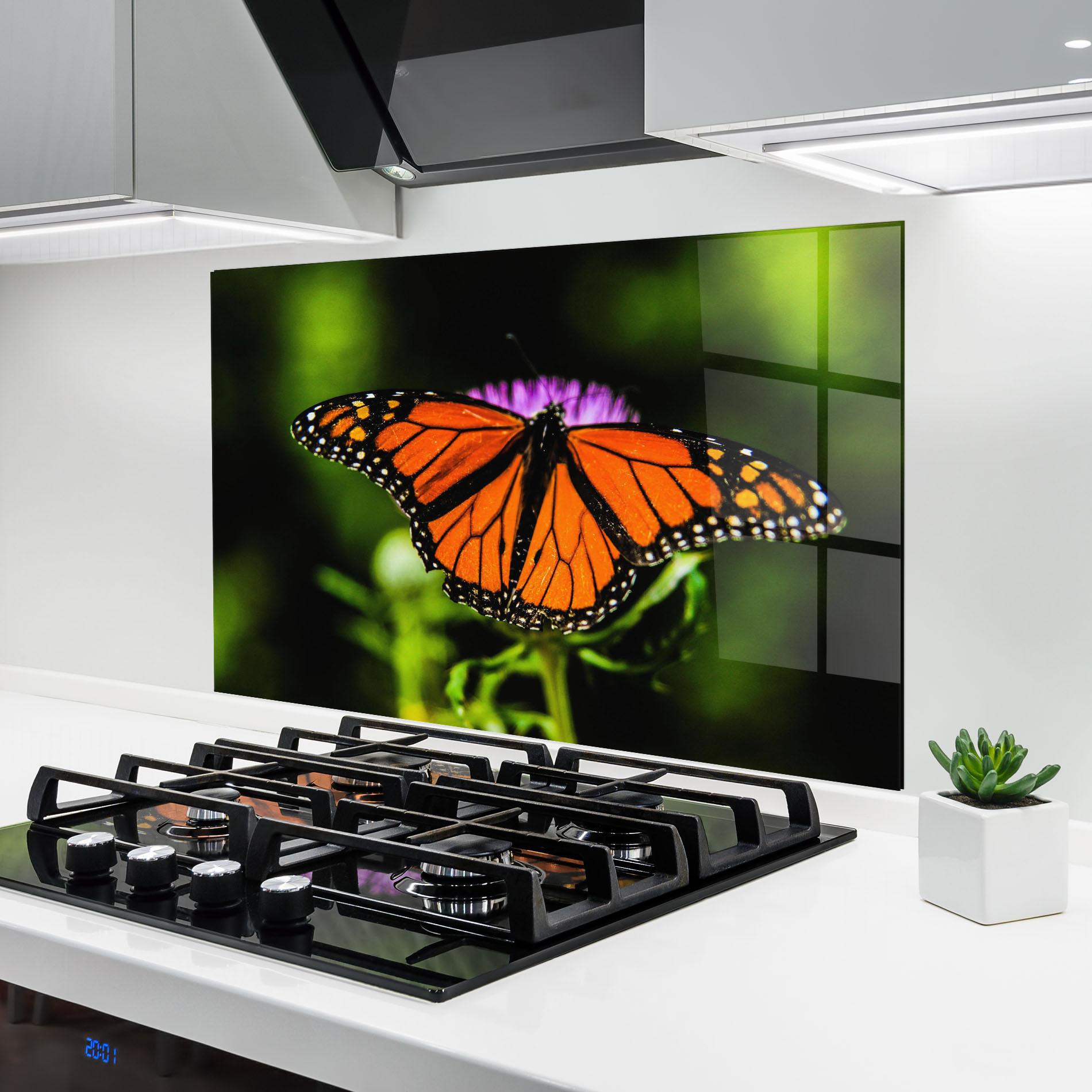 Panou Sticla Bucatarie Orange Open Butterfly mockup 6