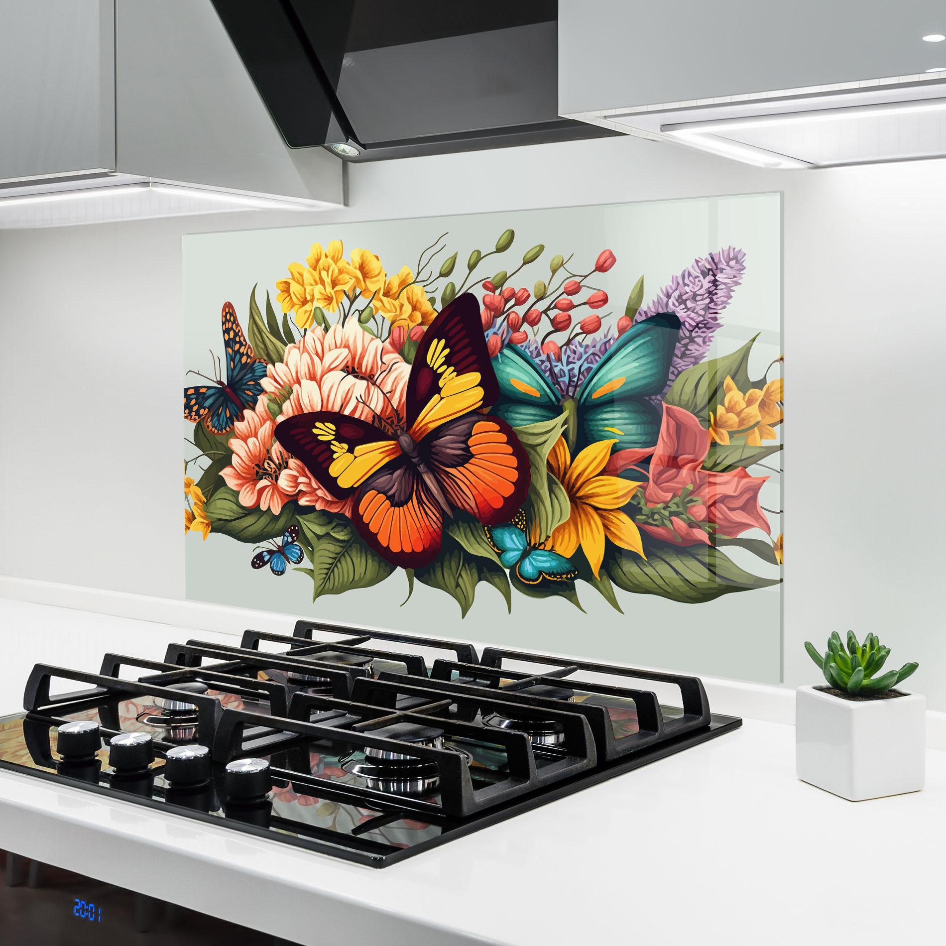 Panou Sticla Bucatarie Pretty Butterfly mockup 6