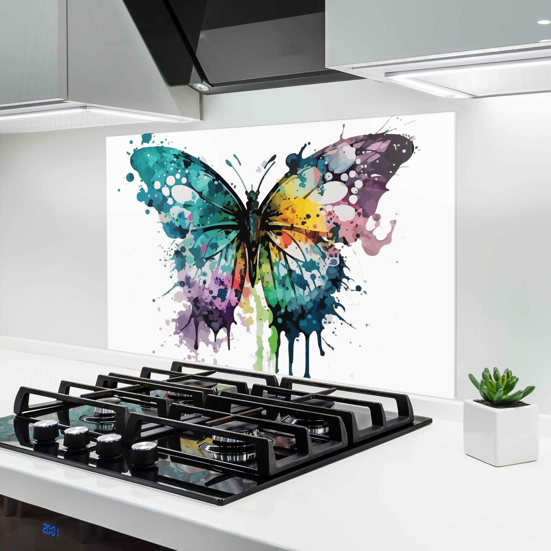 Panou Sticla Bucatarie Watercolor Pretty Butterfly mockup 6