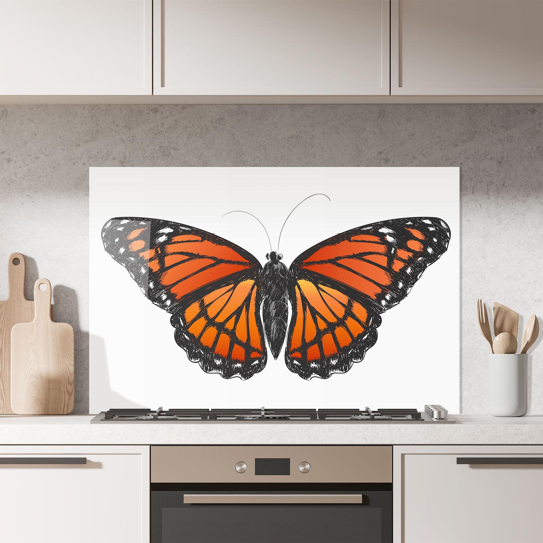 Panou Sticla Bucatarie Beautiful Orange Butterfly mockup 7