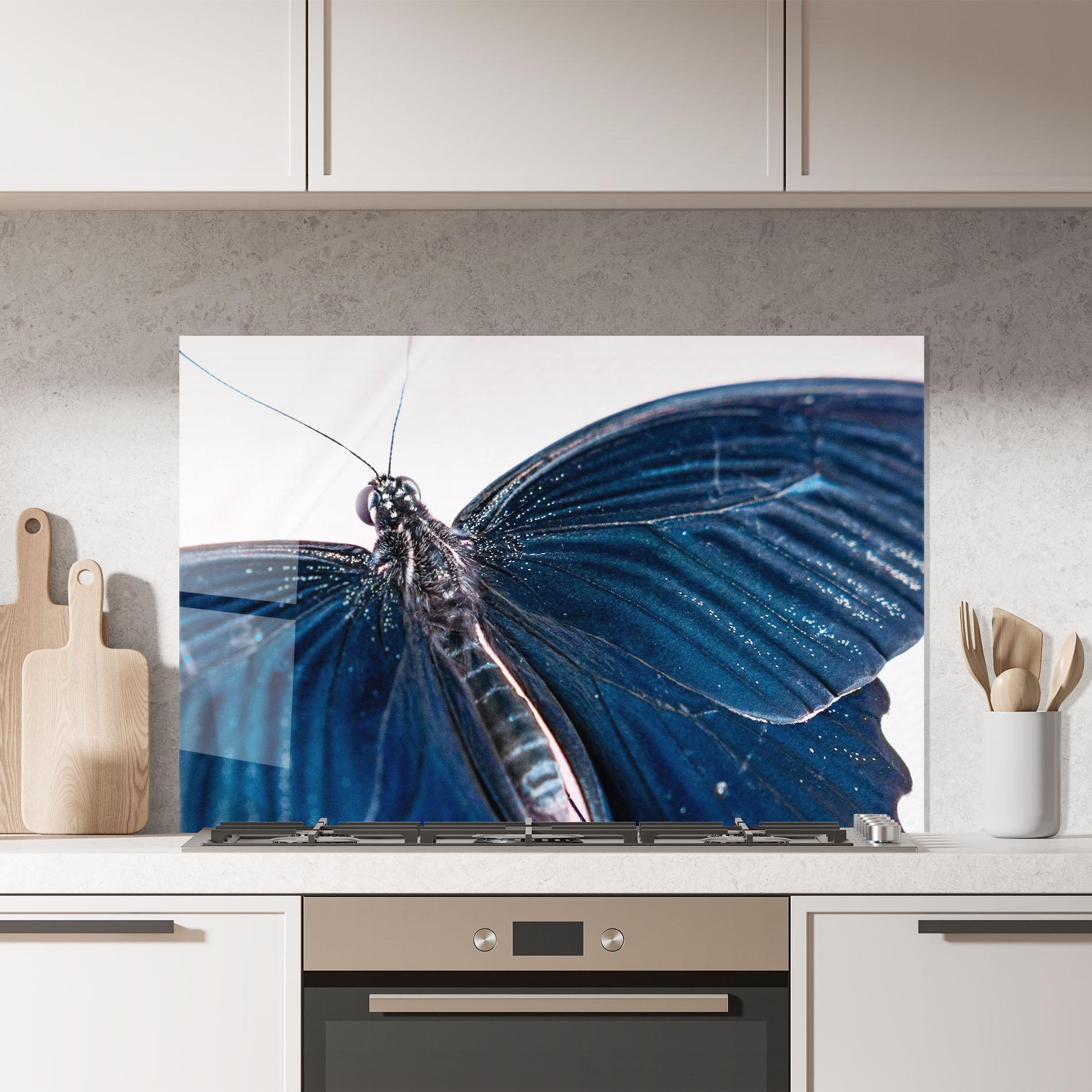 Panou Sticla Bucatarie Blue Butterfly mockup 7