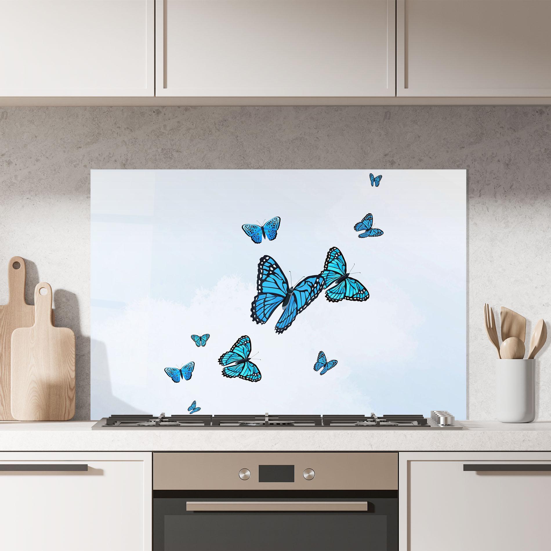 Panou Sticla Bucatarie Blue Sky Butterfly mockup 7