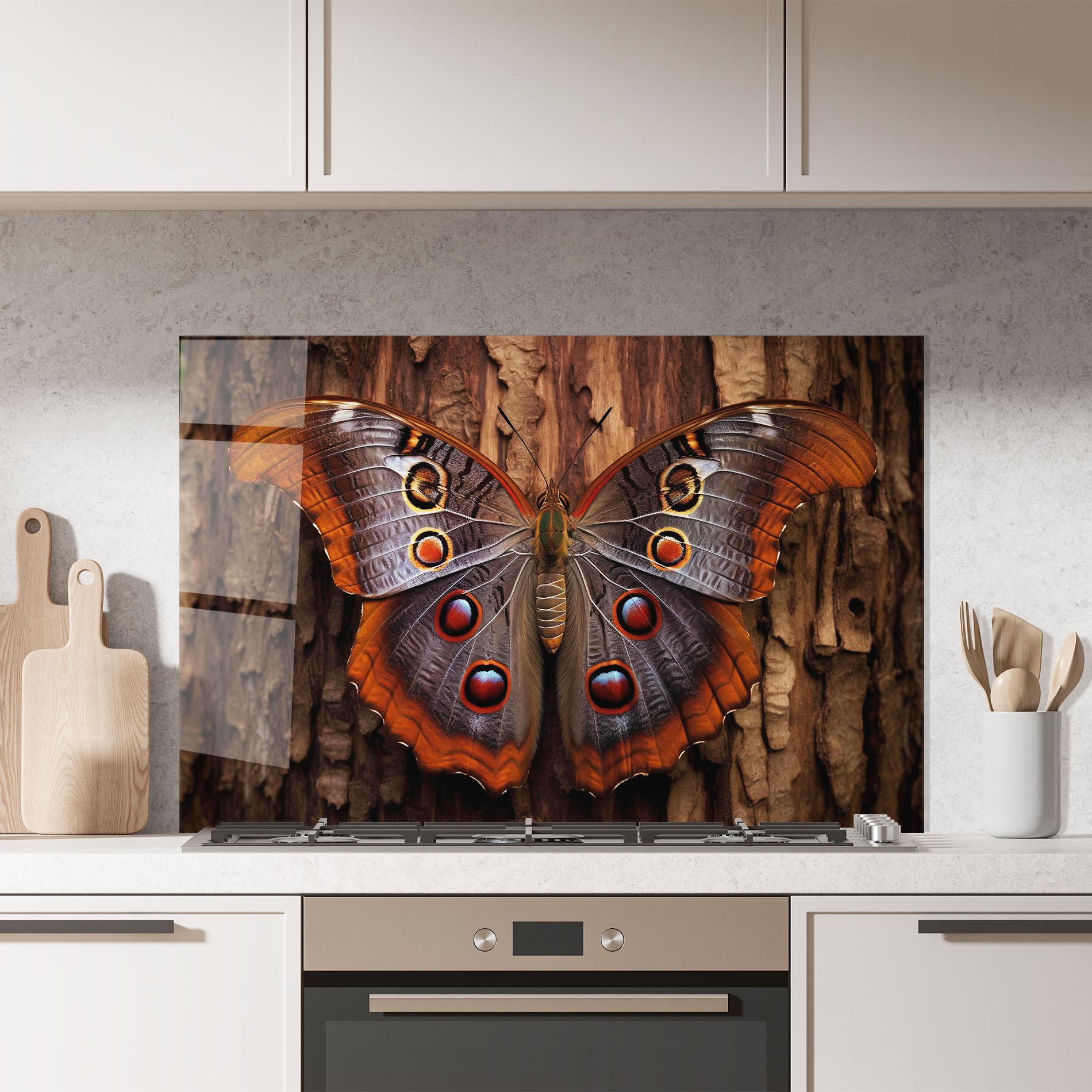 Panou Sticla Bucatarie Brown Eyes Butterfly mockup 7