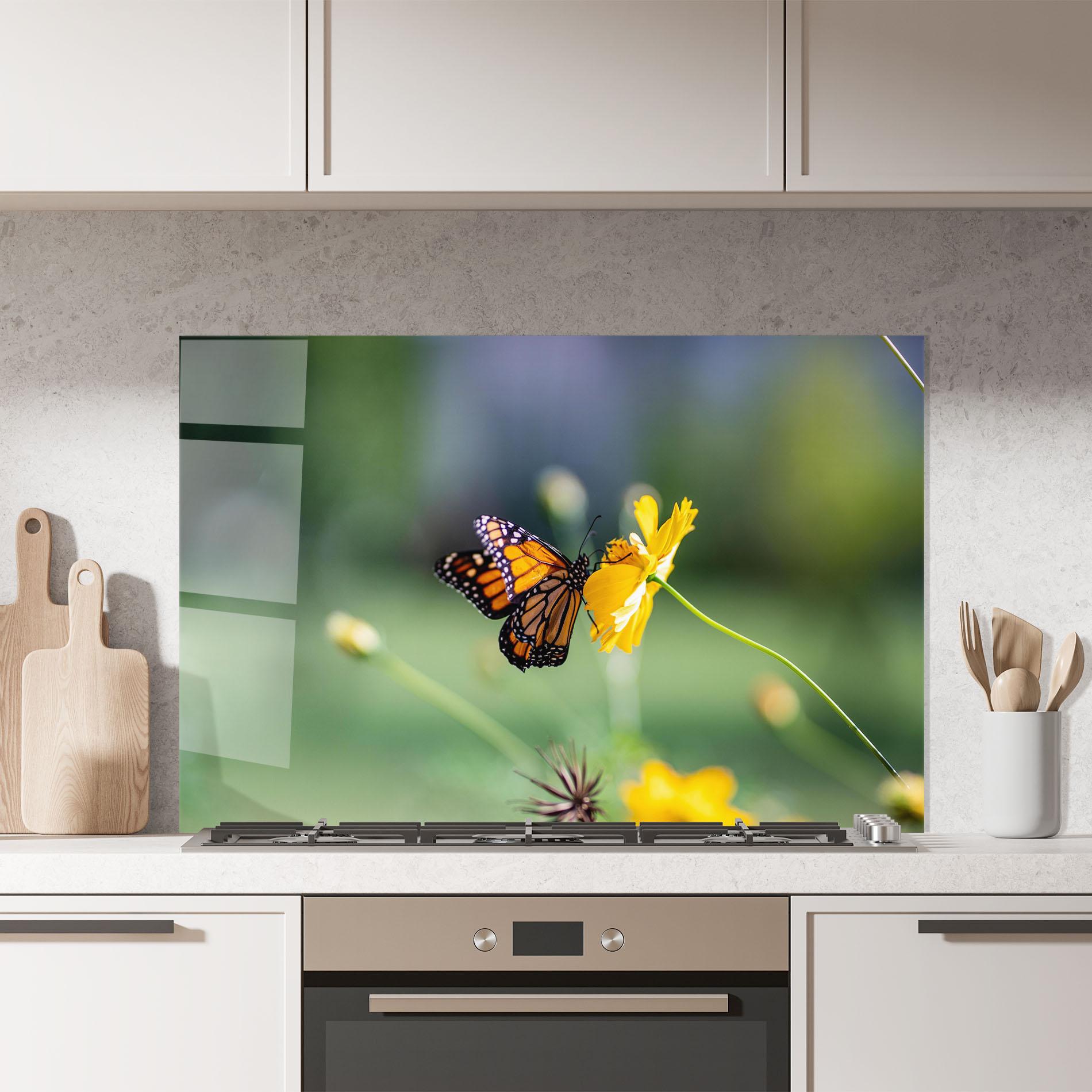 Panou Sticla Bucatarie Nice Orange Butterfly mockup 7