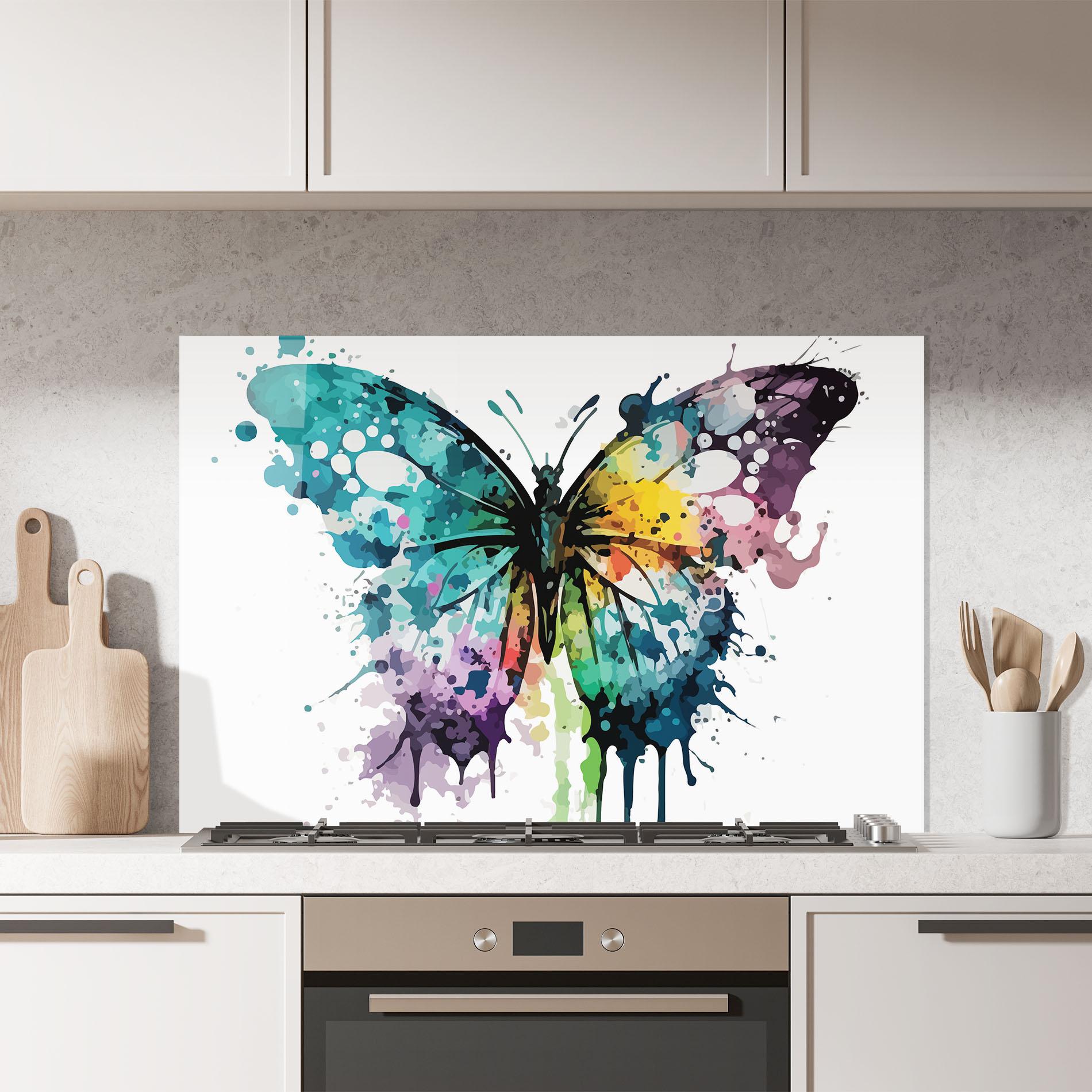 Panou Sticla Bucatarie Watercolor Pretty Butterfly mockup 7