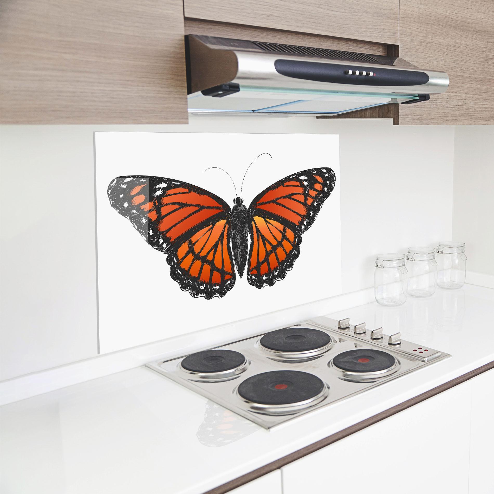Panou Sticla Bucatarie Beautiful Orange Butterfly mockup 8