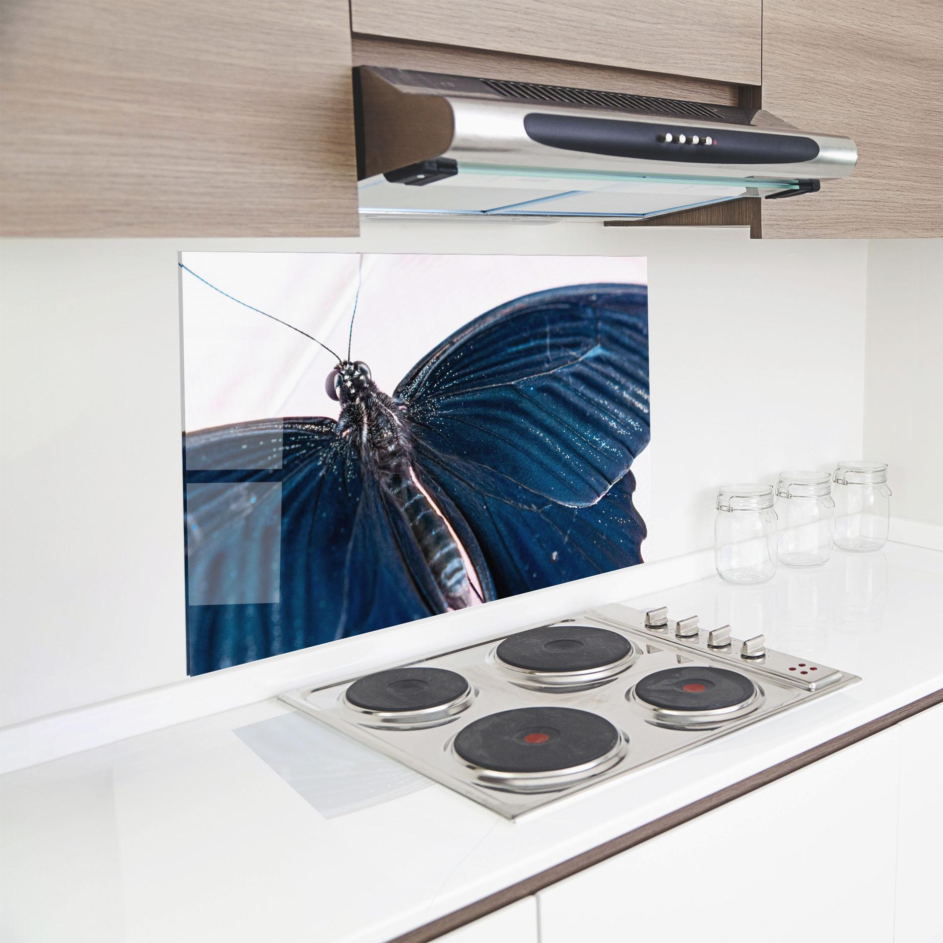 Panou Sticla Bucatarie Blue Butterfly mockup 8