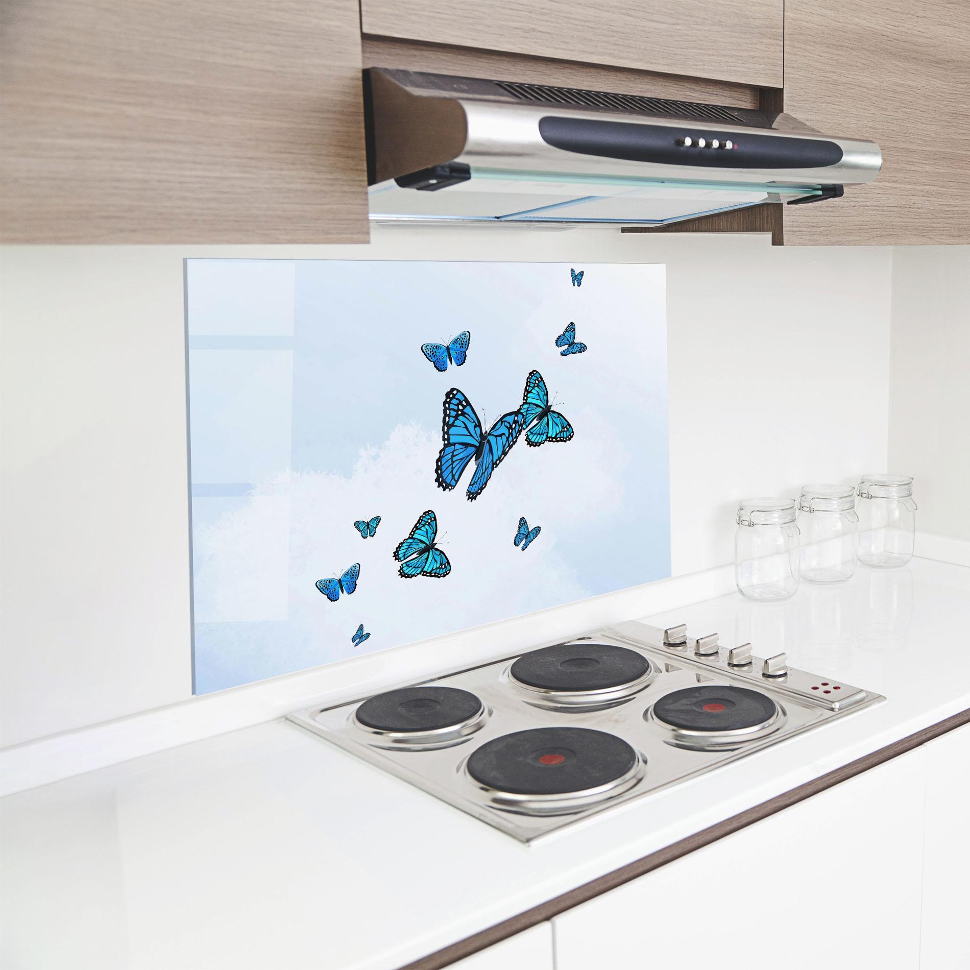 Panou Sticla Bucatarie Blue Sky Butterfly mockup 8
