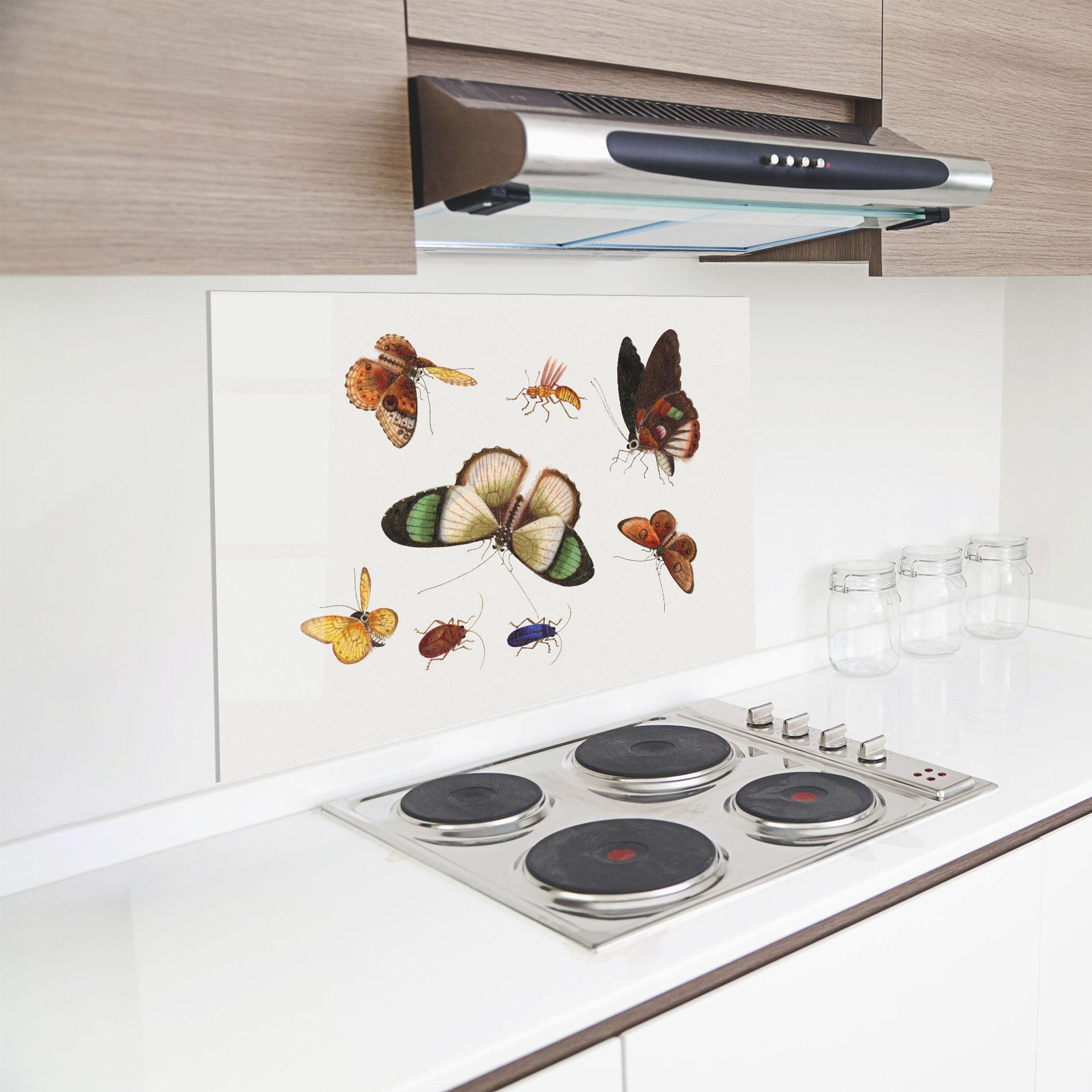Panou Sticla Bucatarie Green Cream Butterfly mockup 8