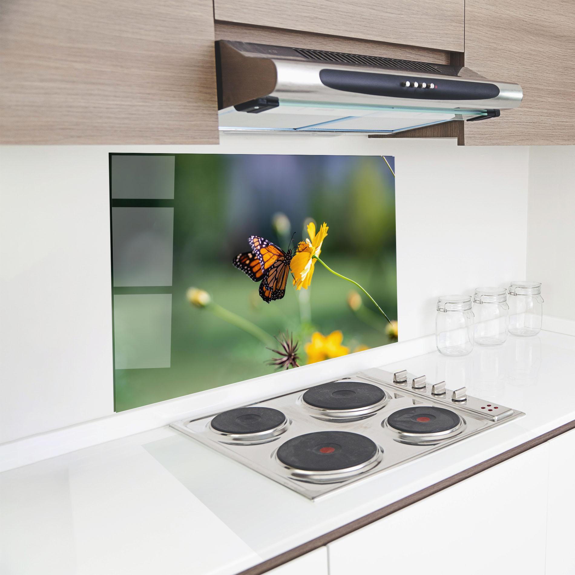 Panou Sticla Bucatarie Nice Orange Butterfly mockup 8