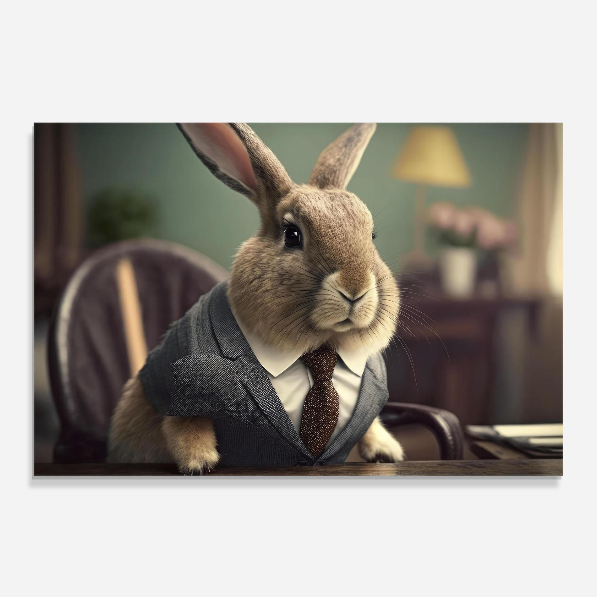 Panou Sticla Bucatarie Business Suit Bunny mockup 0