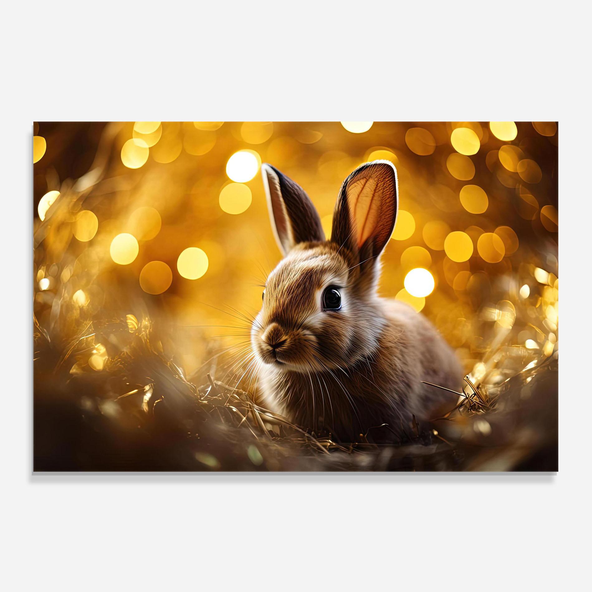 Panou Sticla Bucatarie Gold Lights Bunny mockup 0