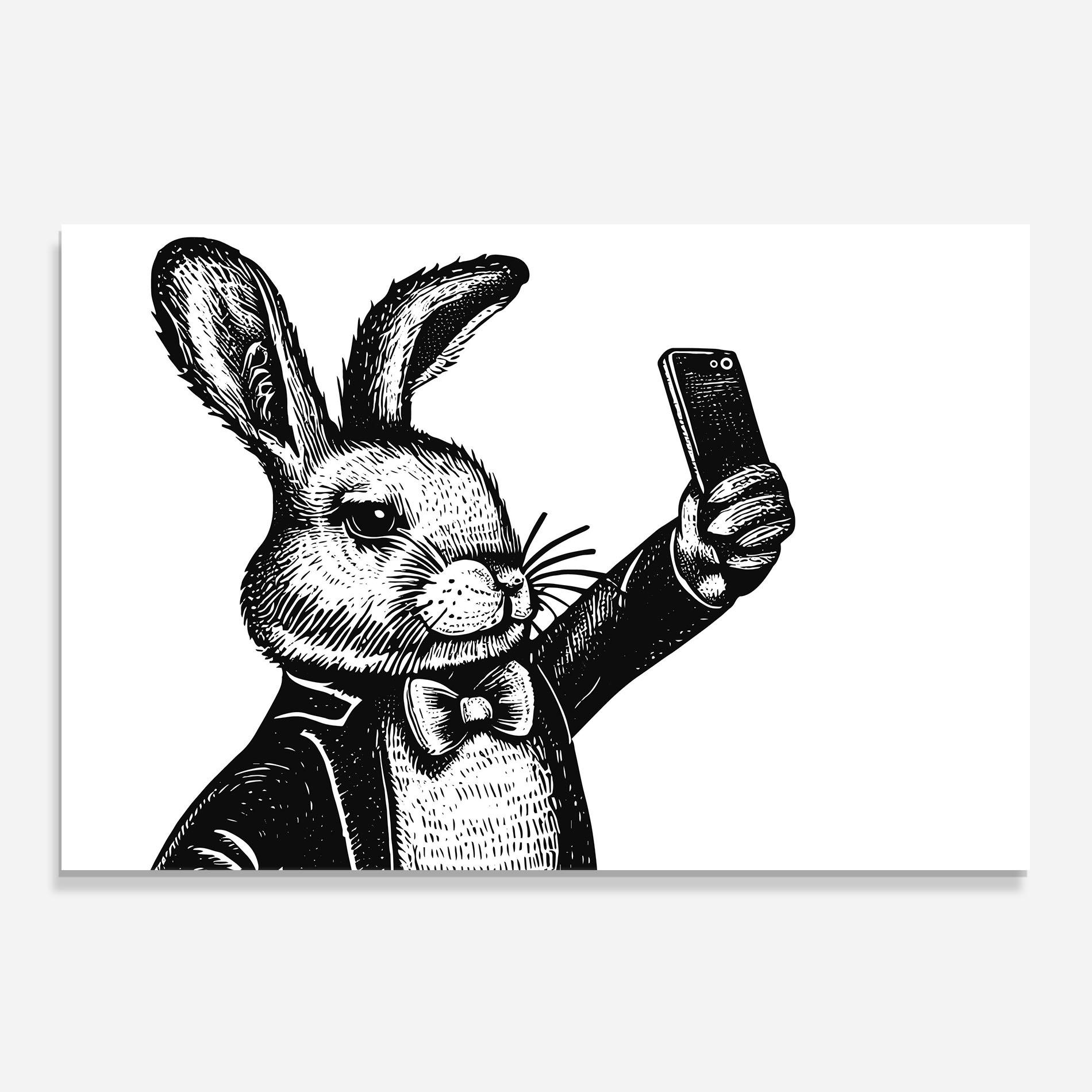 Panou Sticla Bucatarie Selfie Bunny mockup 0