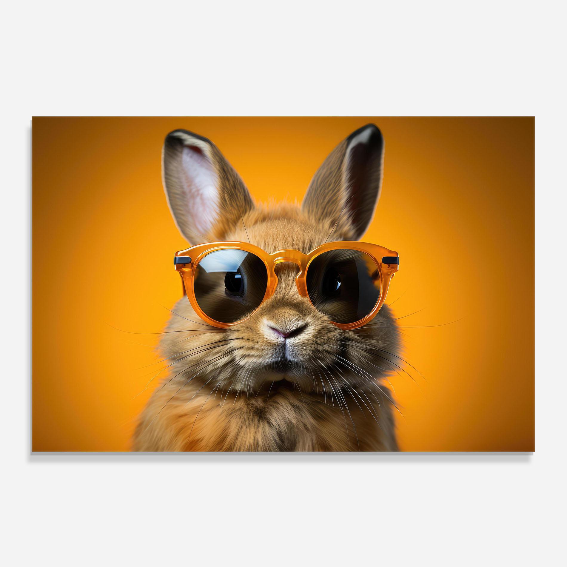 Panou Sticla Bucatarie Sunglasses Orange Rabbit mockup 0