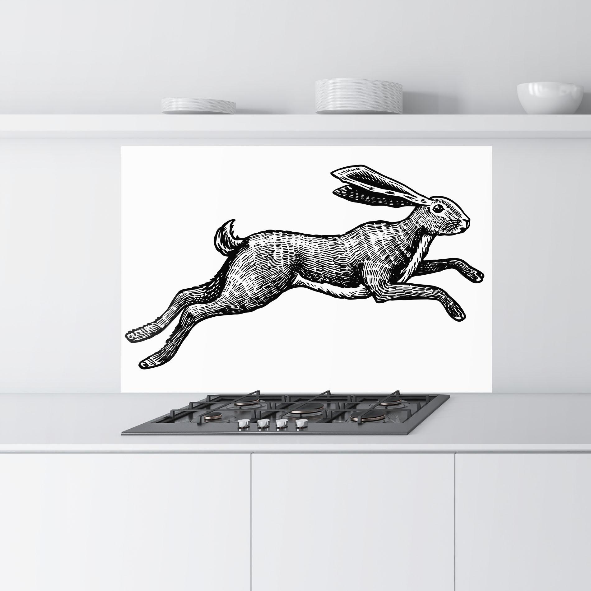 Panou Sticla Bucatarie Black Line Bunny mockup 9