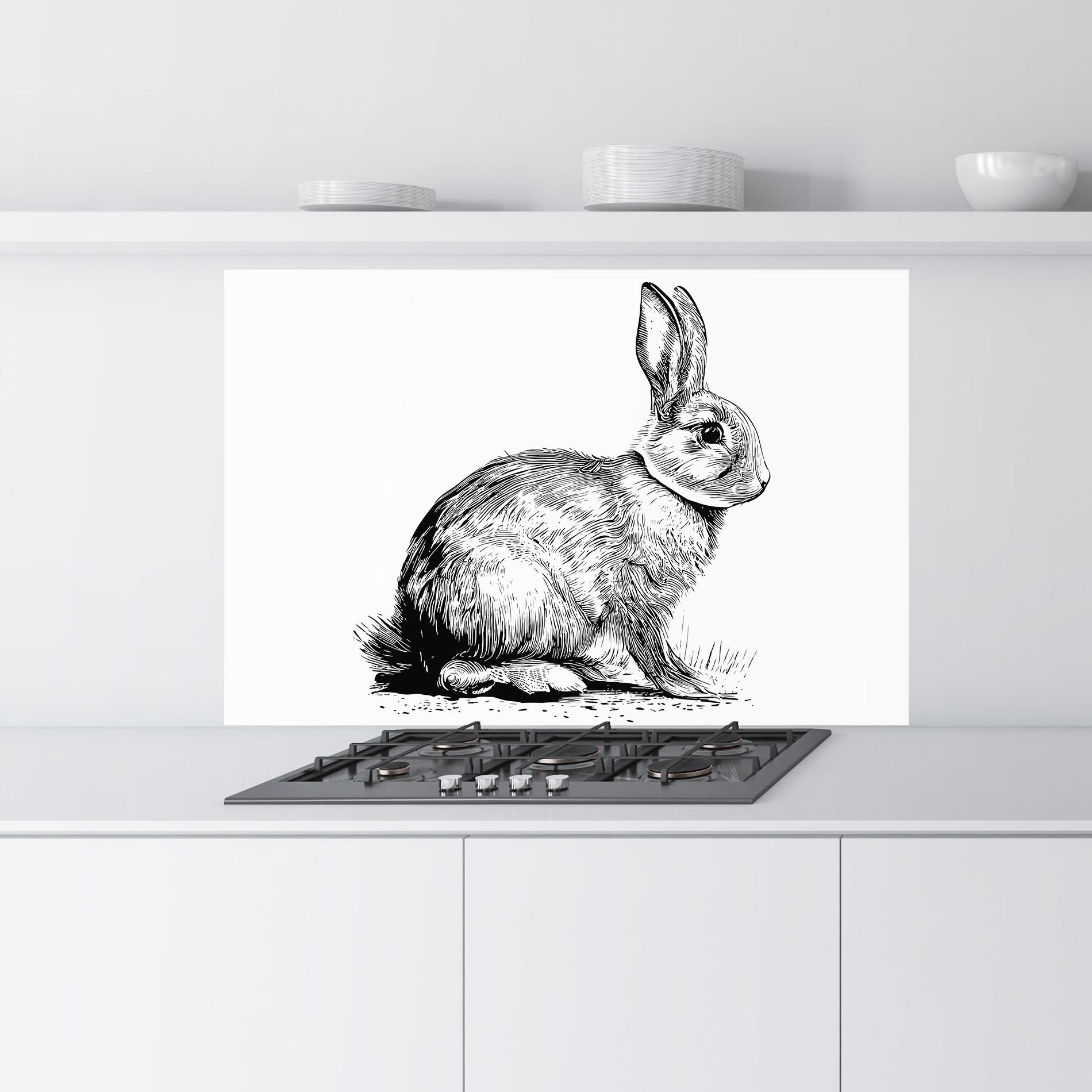 Panou Sticla Bucatarie Bunny Black Lines mockup 9