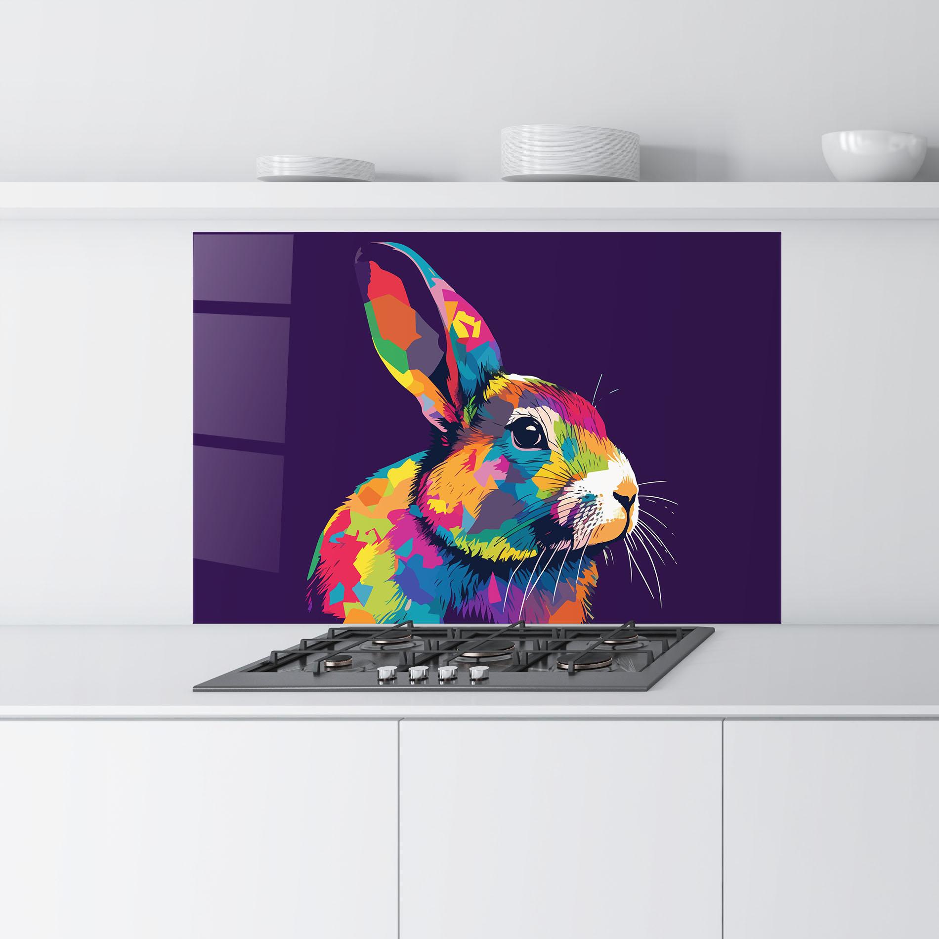 Panou Sticla Bucatarie Bunny On Purple mockup 9