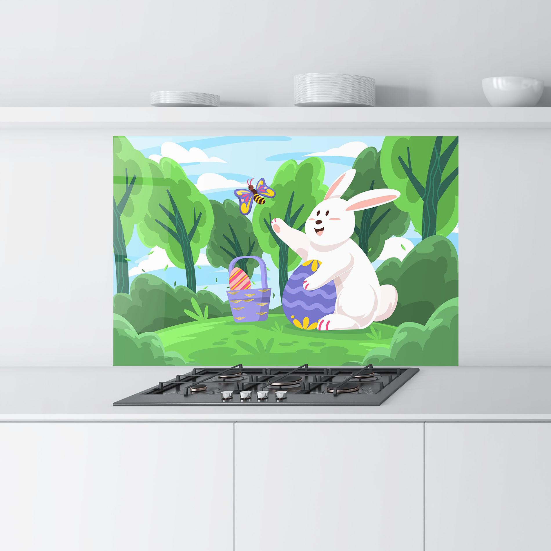 Panou Sticla Bucatarie Easter Rabbit mockup 9