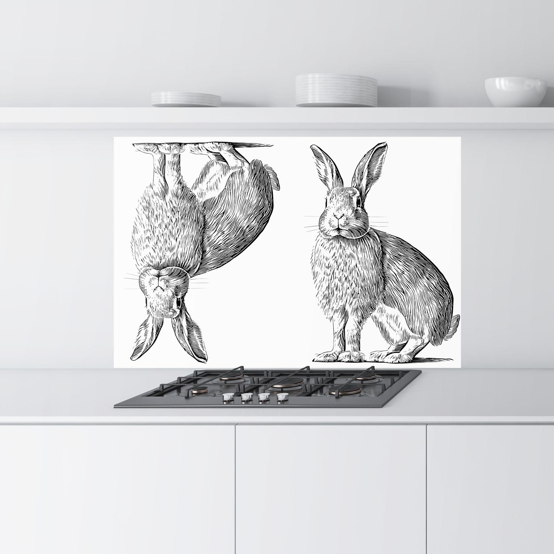 Panou Sticla Bucatarie Rabbit Sketch mockup 9