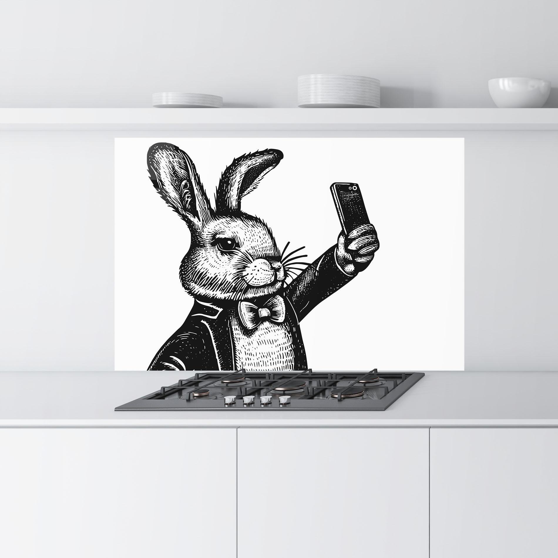 Panou Sticla Bucatarie Selfie Bunny mockup 9