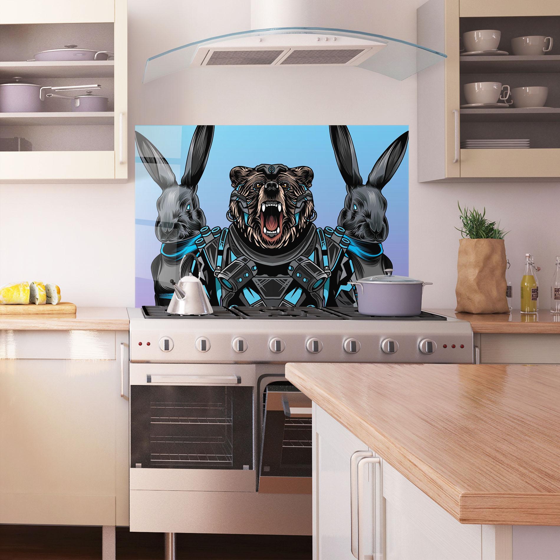 Panou Sticla Bucatarie Bunny Bear mockup 1