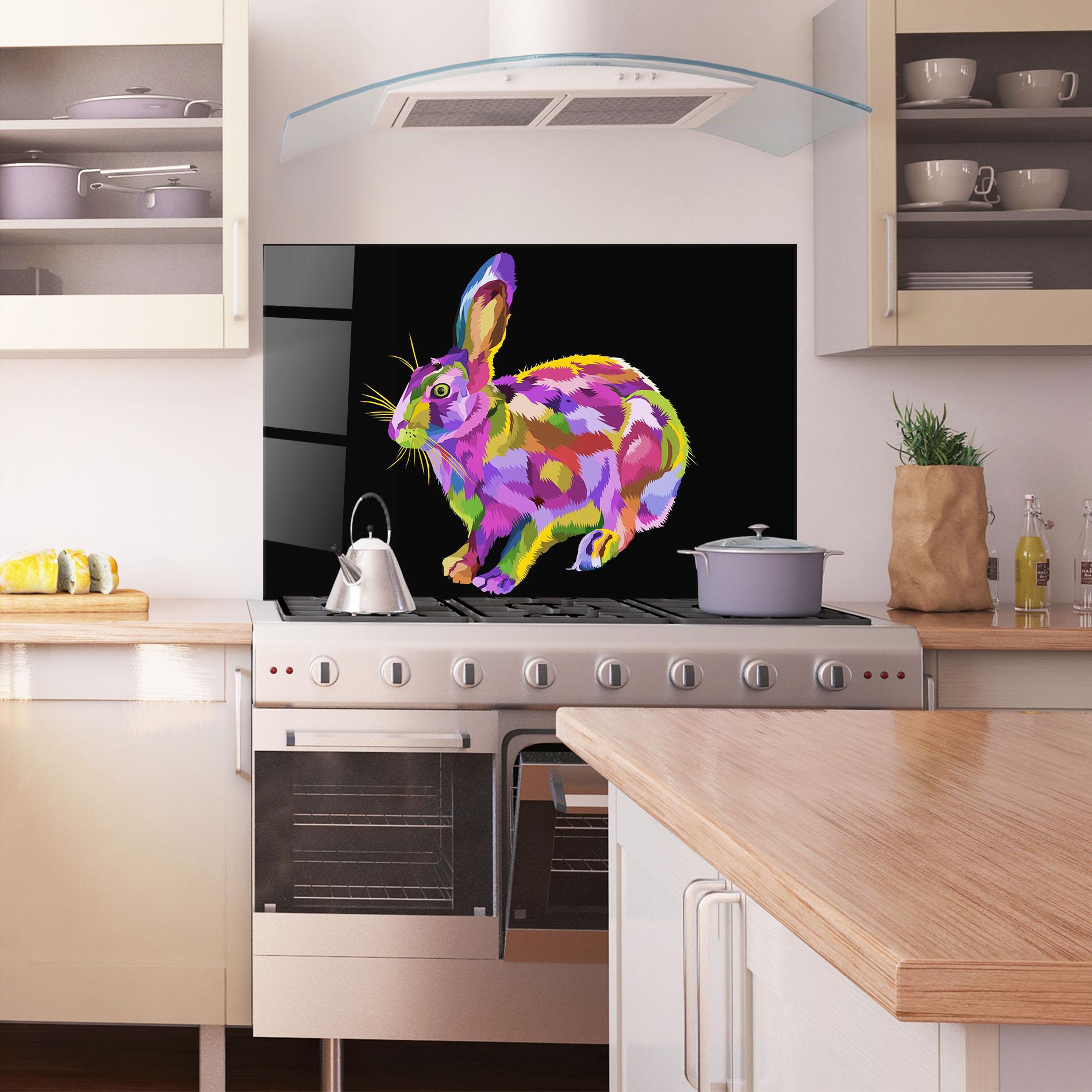 Panou Sticla Bucatarie Colorful Bunny mockup 1