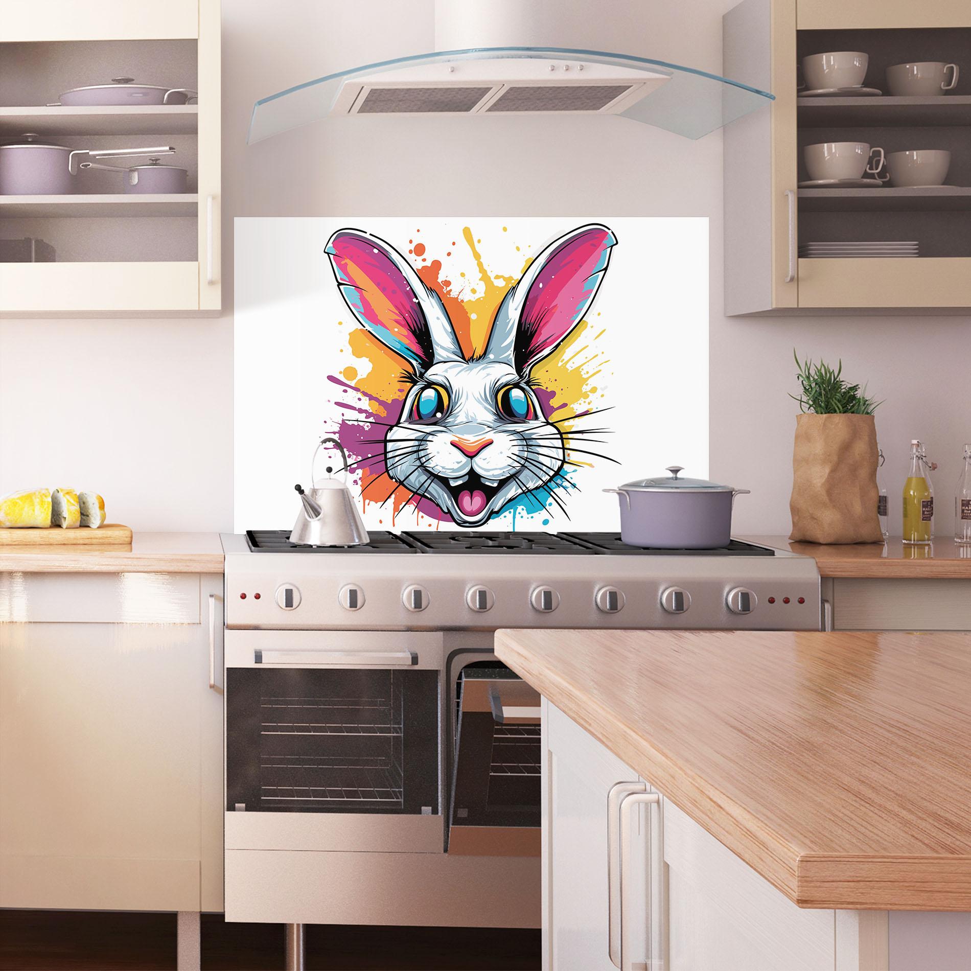 Panou Sticla Bucatarie Crazy Bunny mockup 1