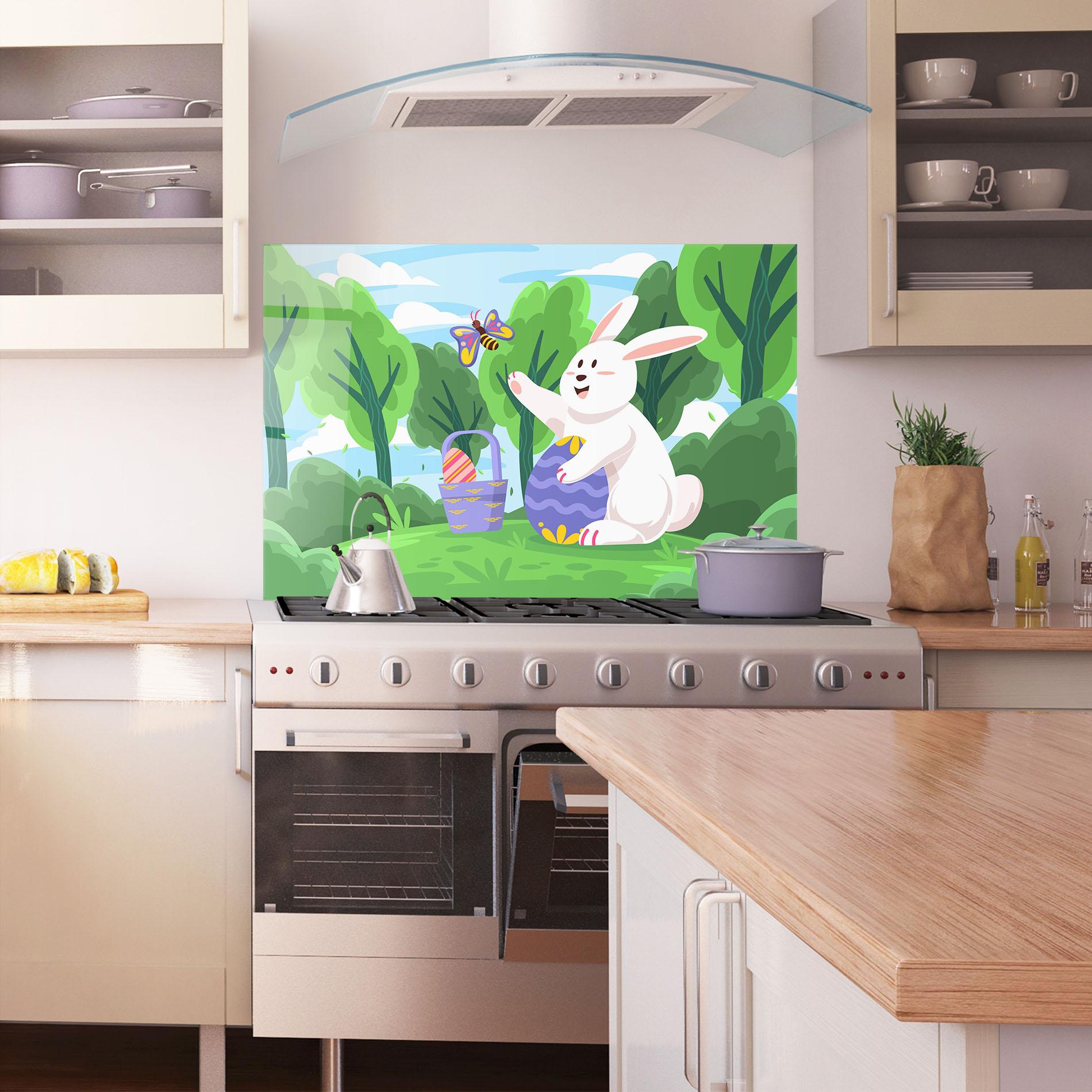 Panou Sticla Bucatarie Easter Rabbit mockup 1