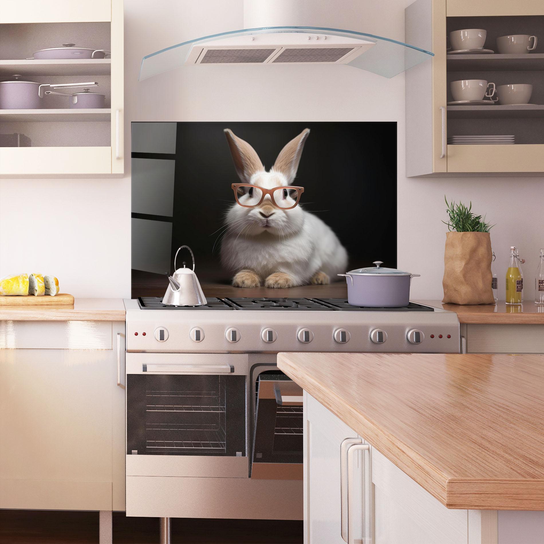Panou Sticla Bucatarie Eyeglasses Bunny mockup 1