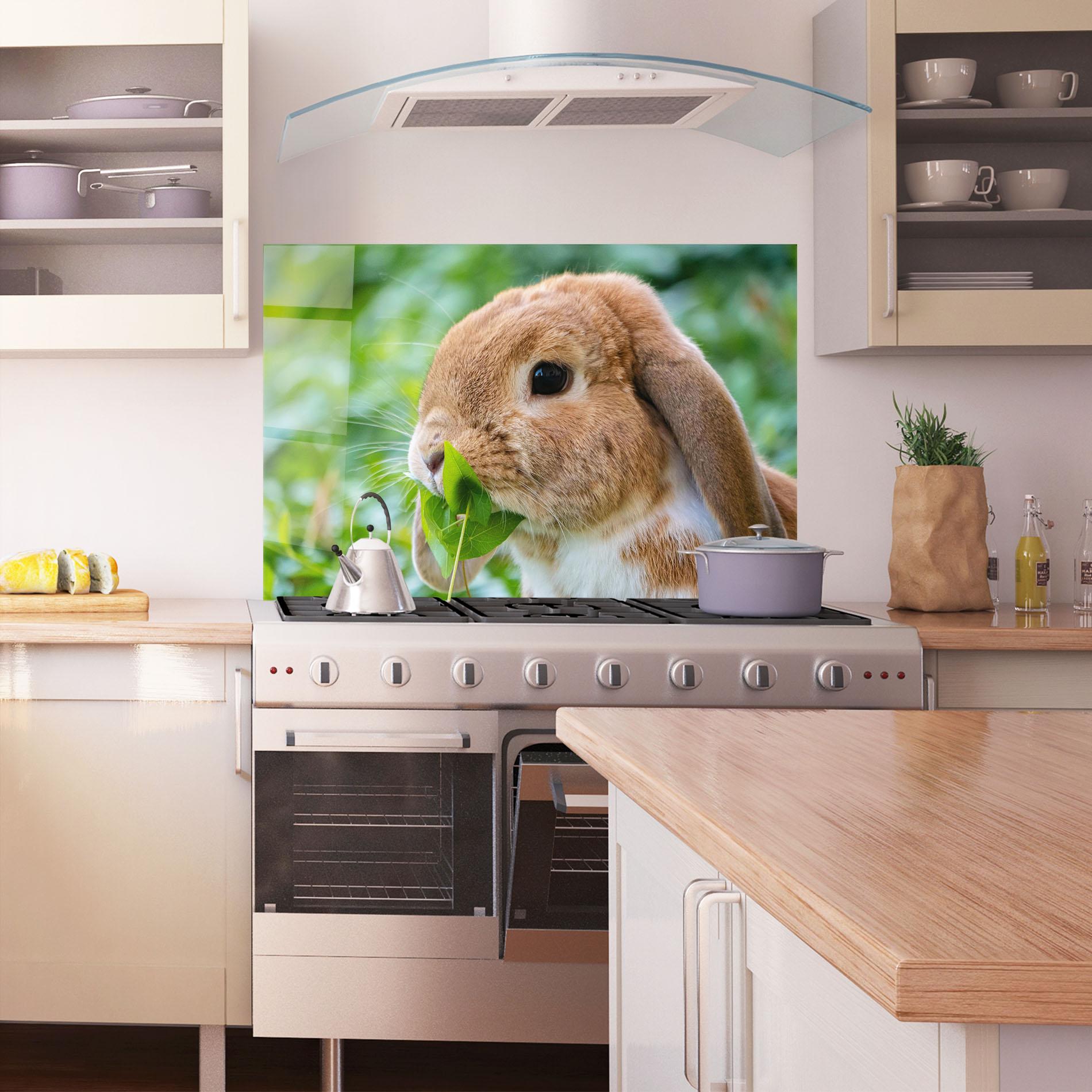 Panou Sticla Bucatarie Orange Bunny Eating mockup 1