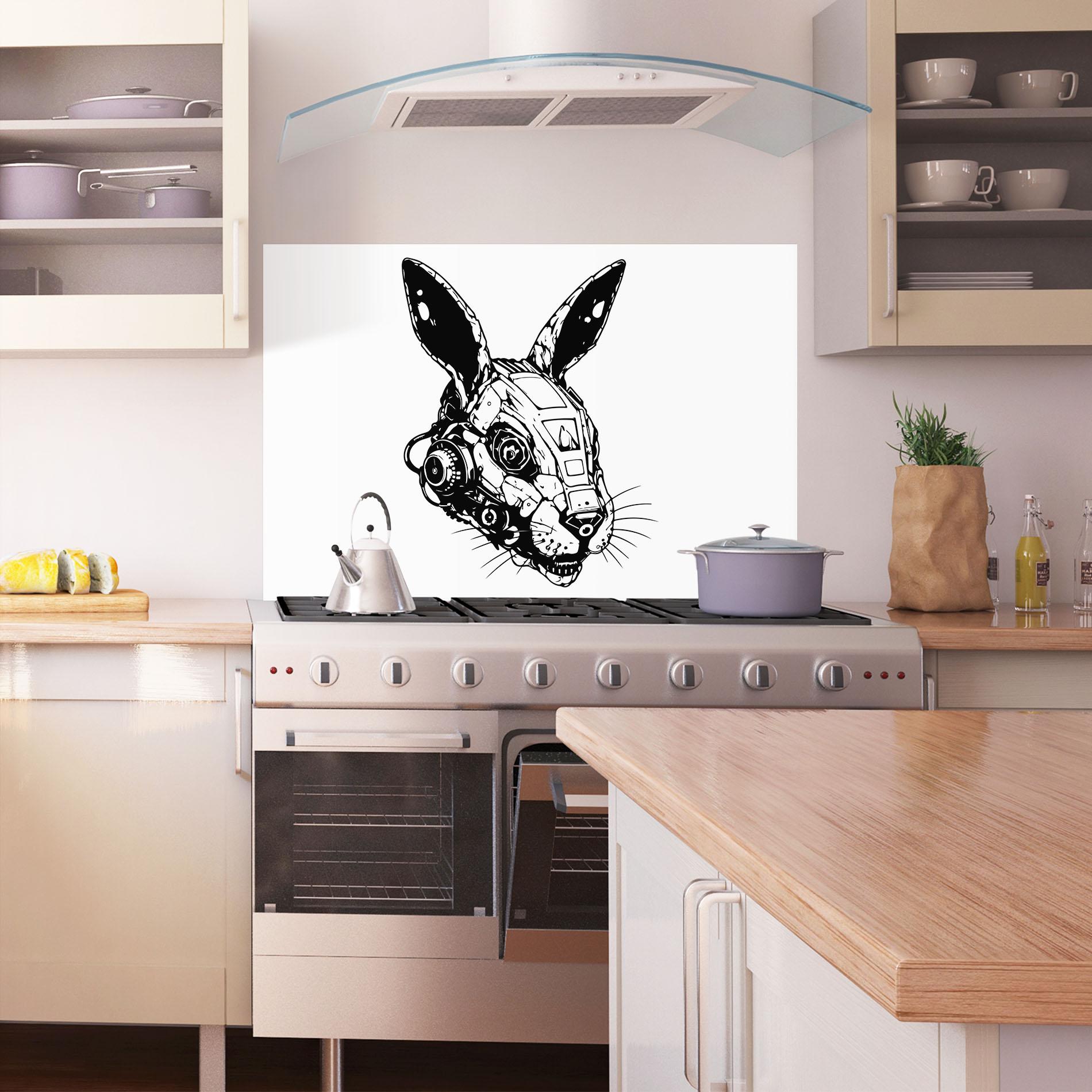 Panou Sticla Bucatarie Rabbit Cyborg mockup 1