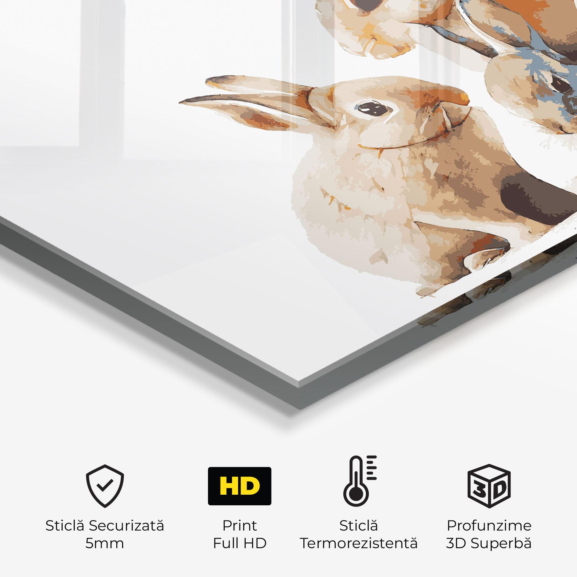 Panou Sticla Bucatarie Bunny Family mockup 2